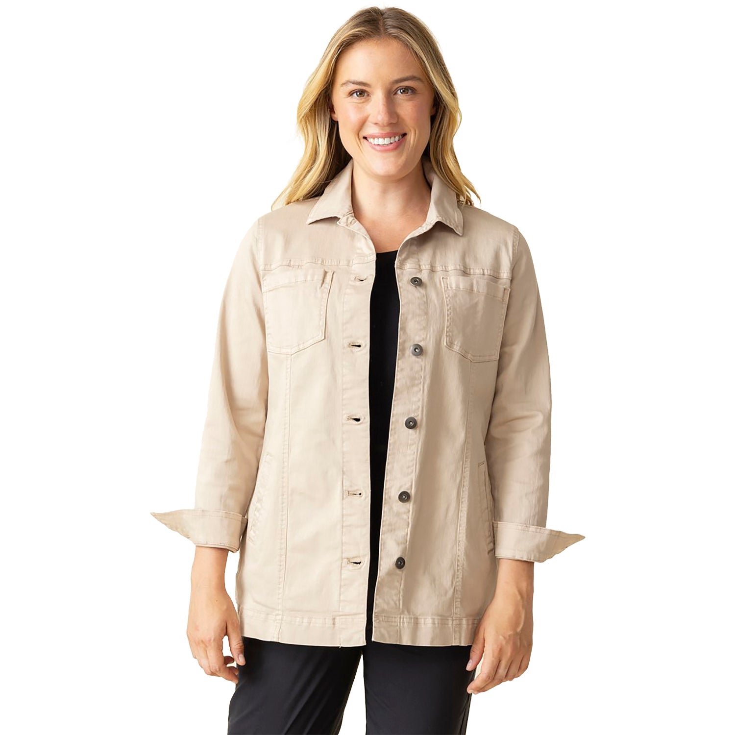 Womens Habitat Women's Habitat Stretch Denim Boyfriend Jacket Oatmeal Oatmeal