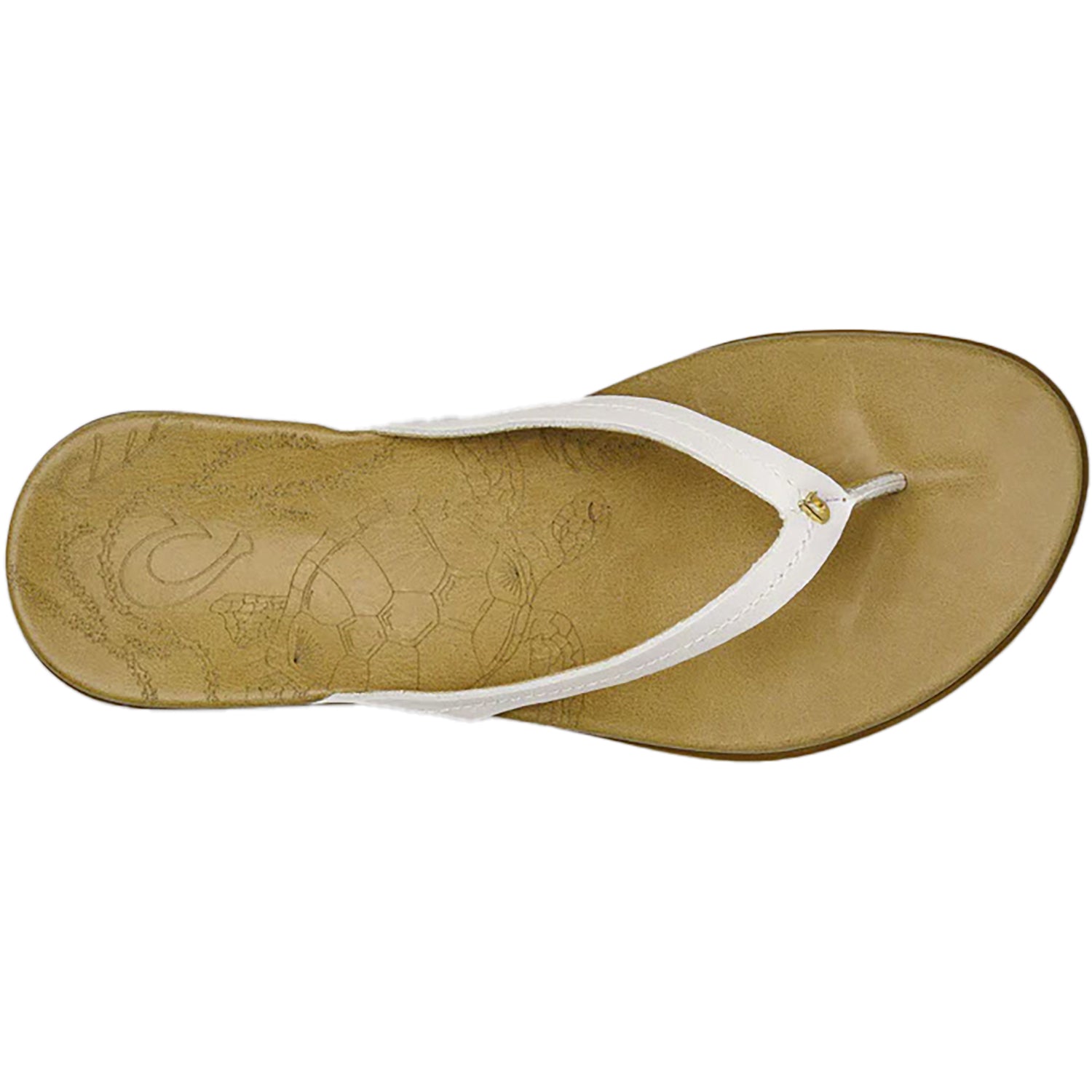 Womens Olukai Women's Olukai Honu Bright White/Golden Sand Leather Bright White/Golden Sand Leather