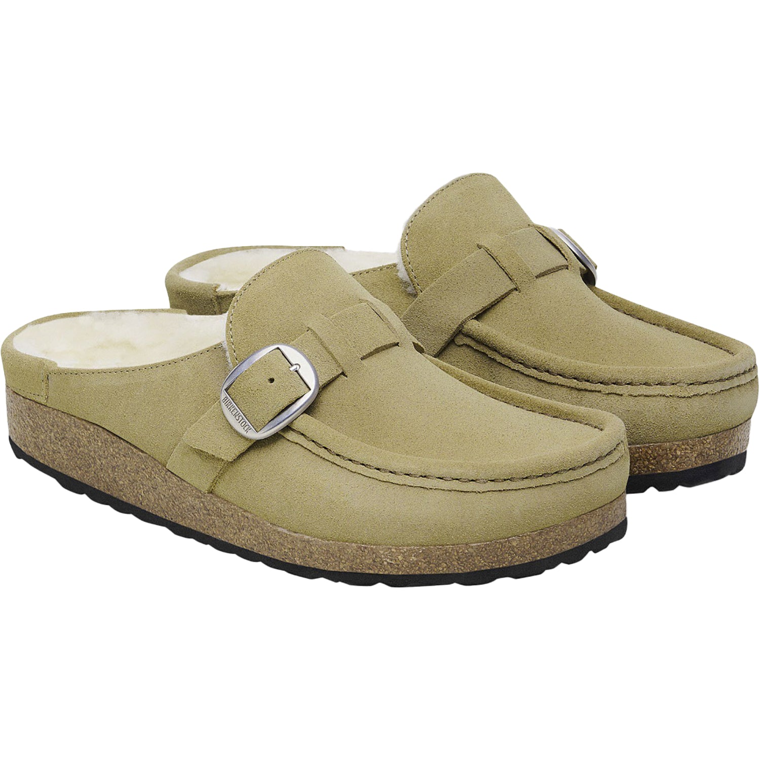 Womens Birkenstock Women's Birkenstock Buckley Shearling Taupe Suede Taupe Suede