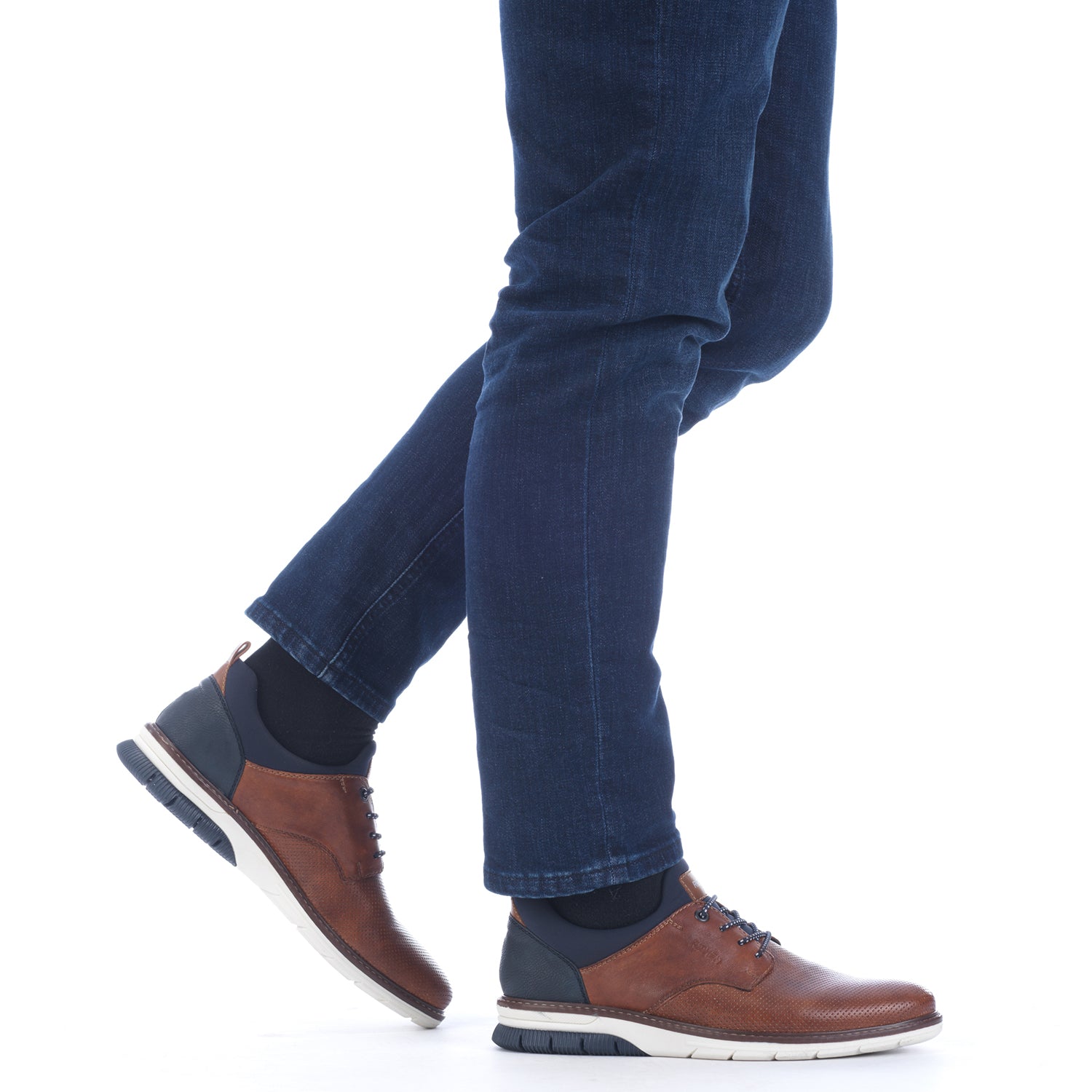 Mens Rieker Men's Rieker 14450-22 Nuss/Lake/Navy Leather Nuss/Lake/Navy Leather