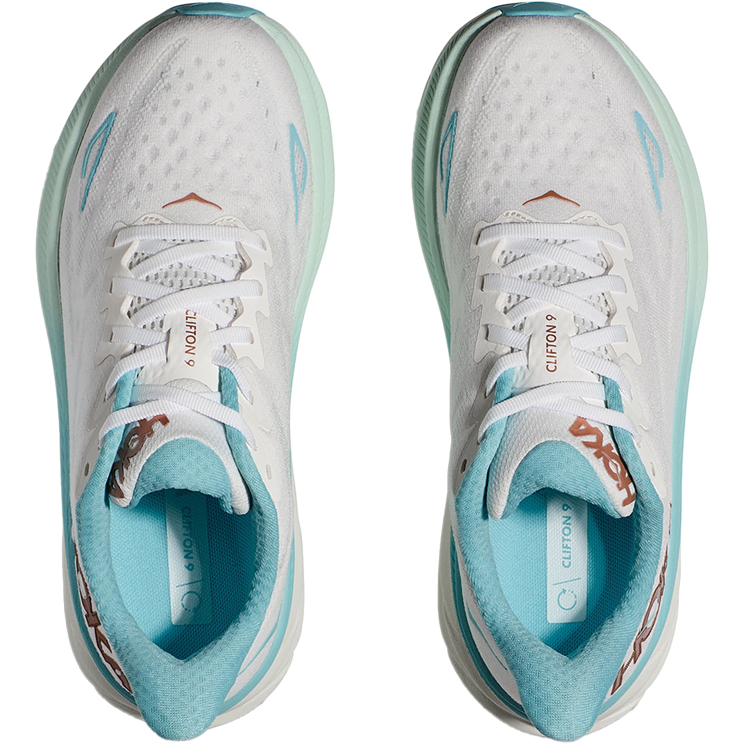 Womens Hoka one one Women's Hoka Clifton 9 Frost/Rose Gold Mesh Frost/Rose Gold Mesh