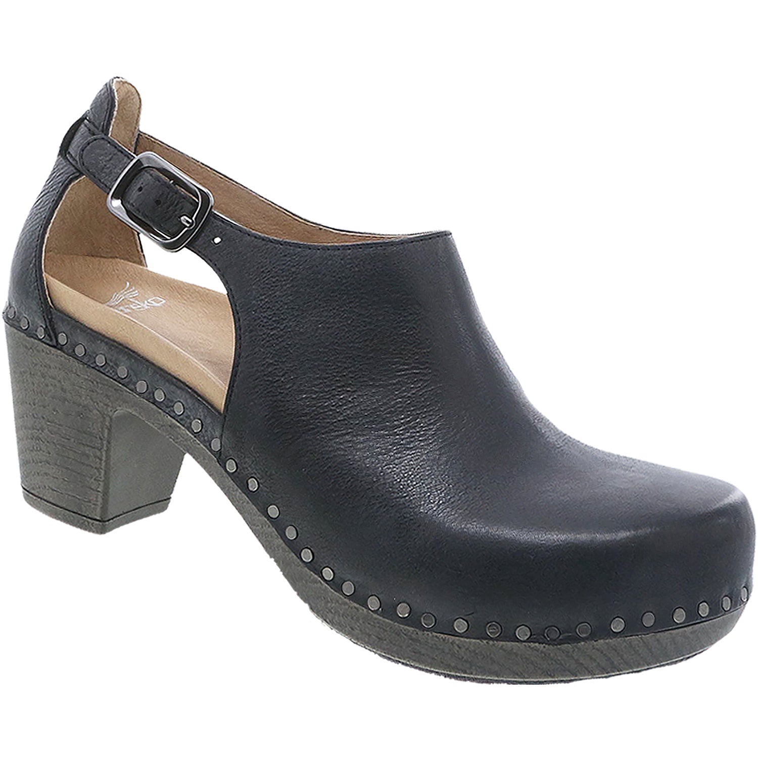 Womens Dansko Women's Dansko Sassy Black Milled Burnished Leather Black Milled Burnished Leather