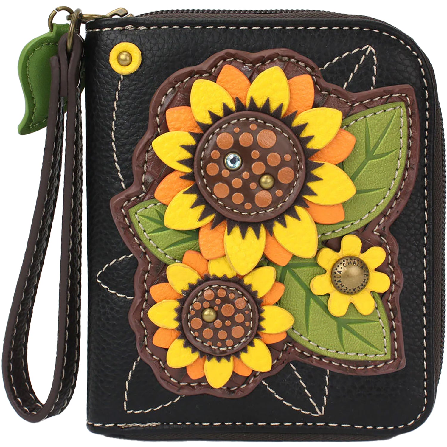 Unisex Chala Chala Zip-Around Wallet Sunflower Black Sunflower Black