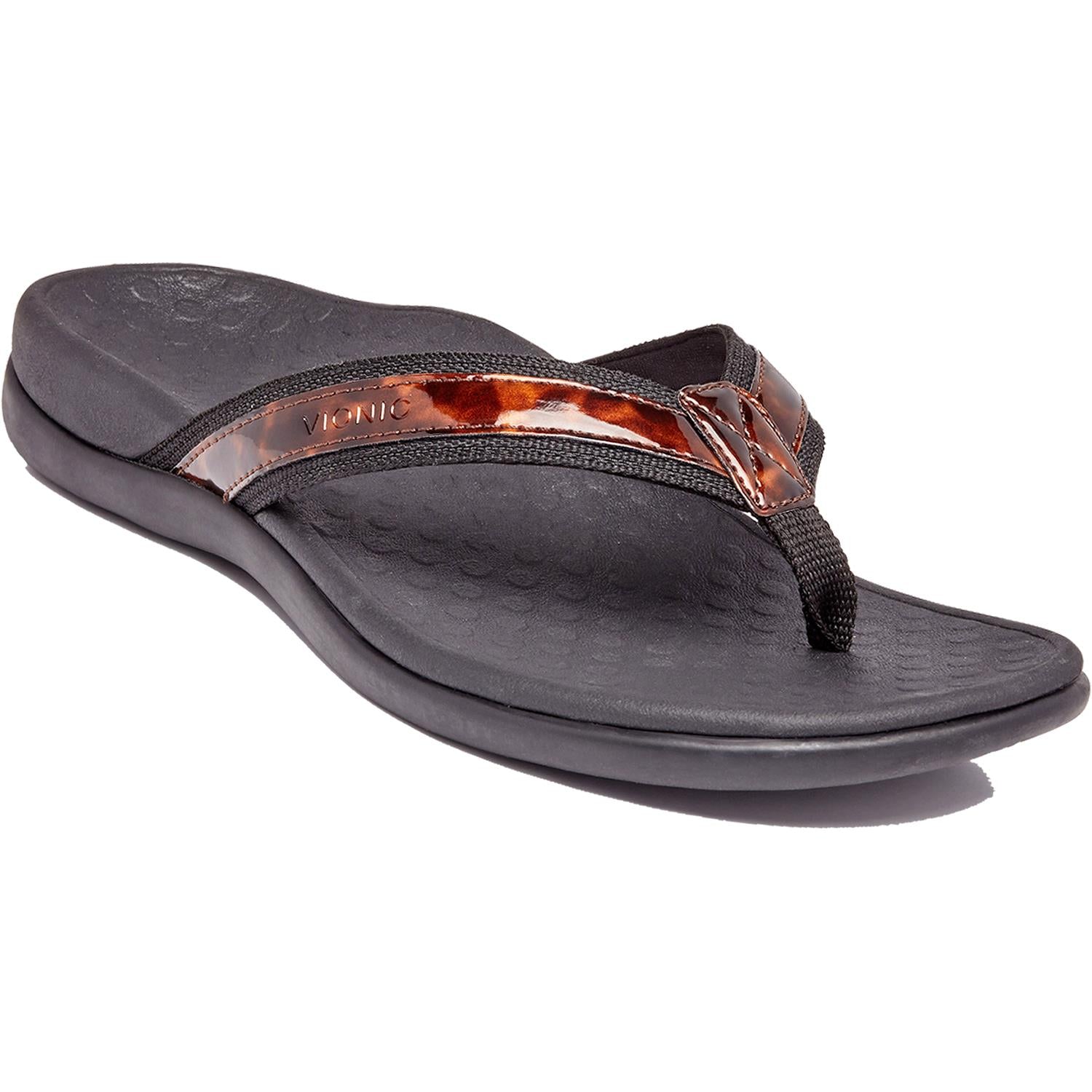 Womens Vionic Women's Vionic Tide II Tortoise Black Leather Tortoise Black Leather