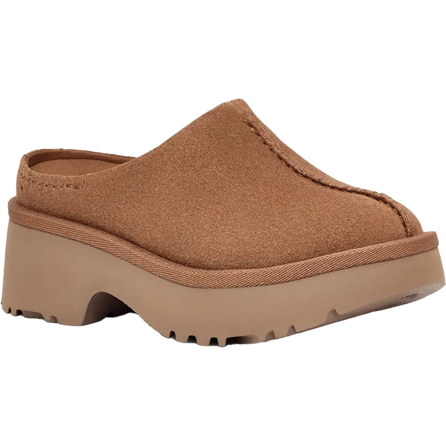 Womens Ugg Women's UGG New Heights Clog Chestnut Suede Chestnut Suede