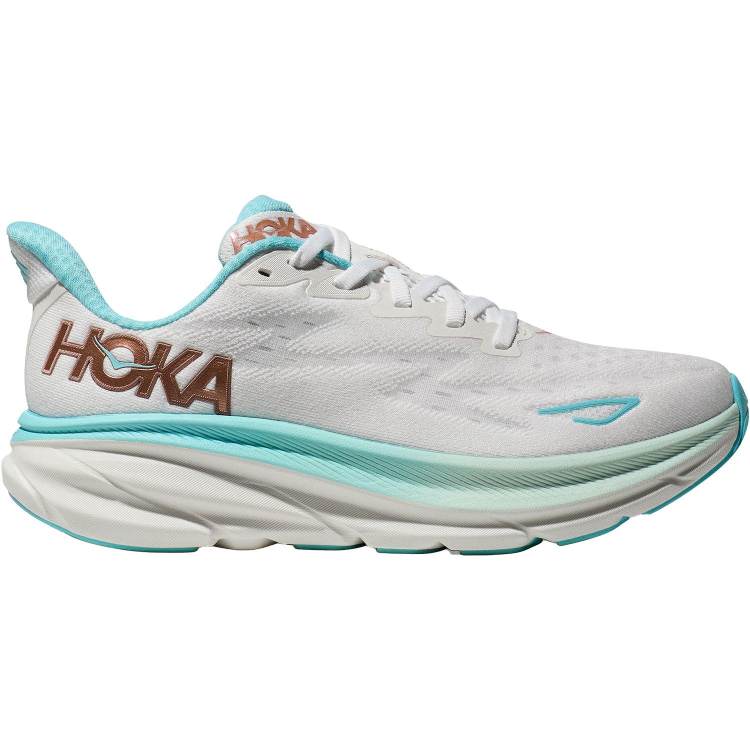Womens Hoka one one Women's Hoka Clifton 9 Frost/Rose Gold Mesh Frost/Rose Gold Mesh