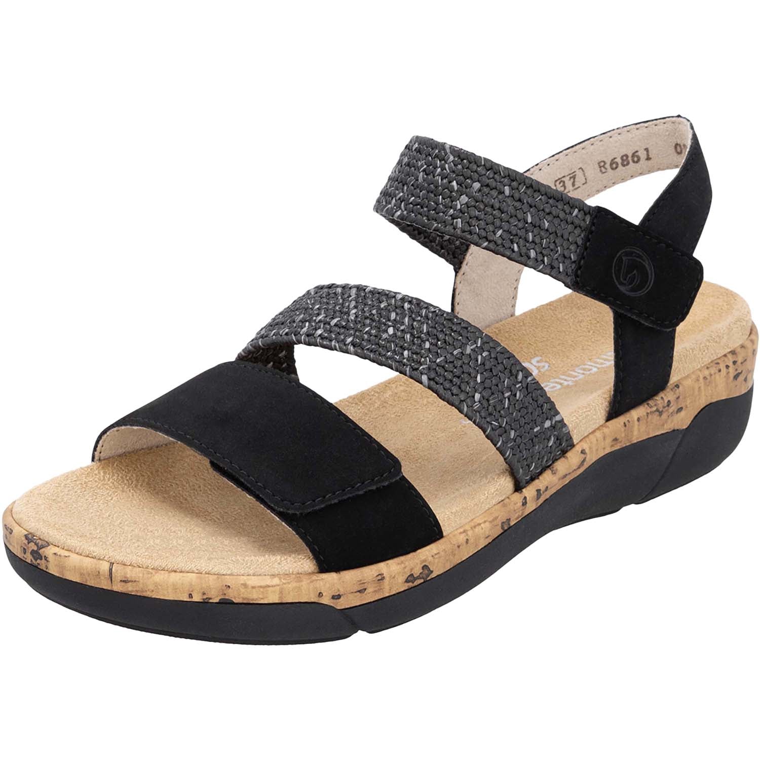 Womens Remonte Women's Remonte R6861-02 Black Woven Stretch Black Woven Stretch