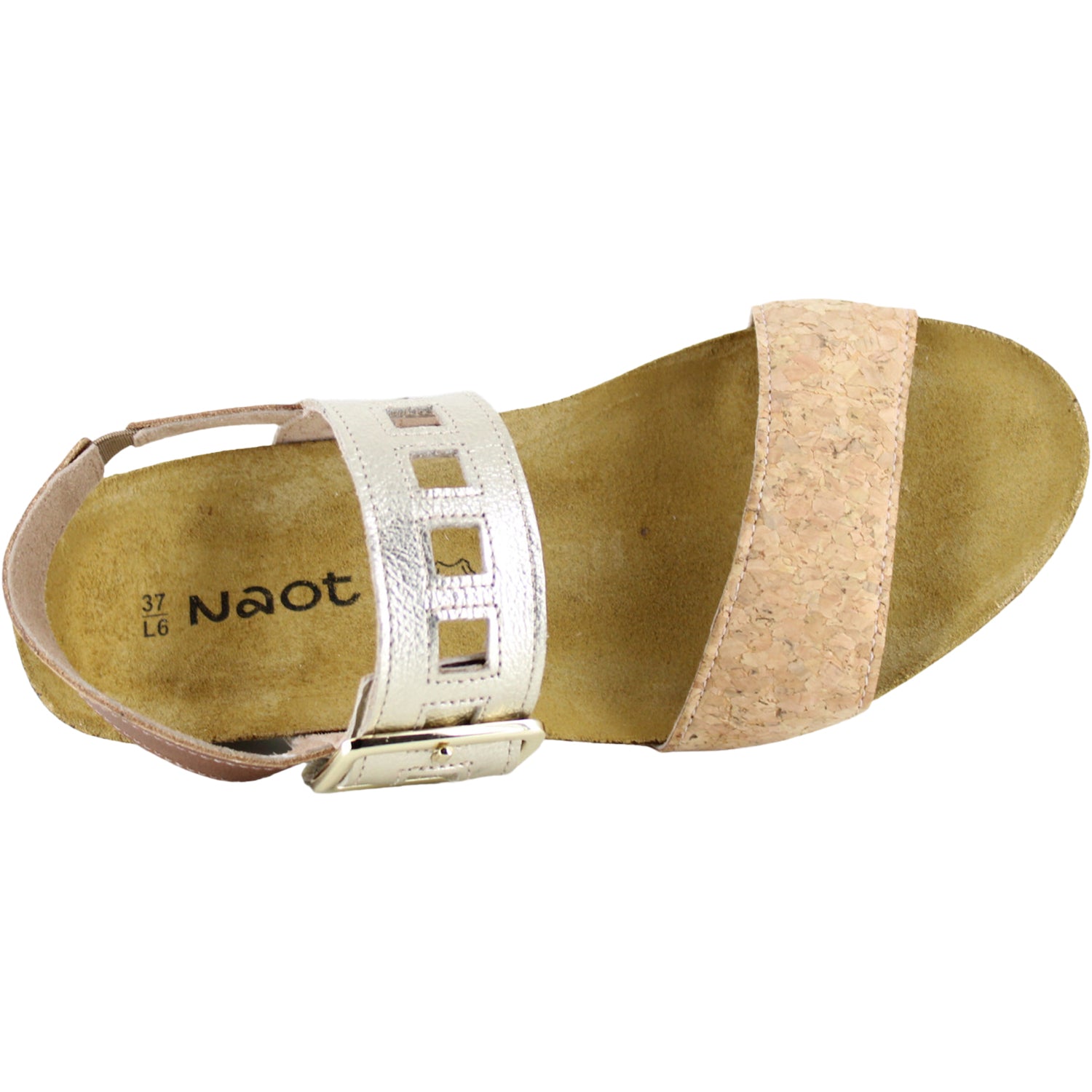Womens Naot Women's Naot Dynasty Cork/Radiant Gold/Latte Leather Cork/Radiant Gold/Latte Leather