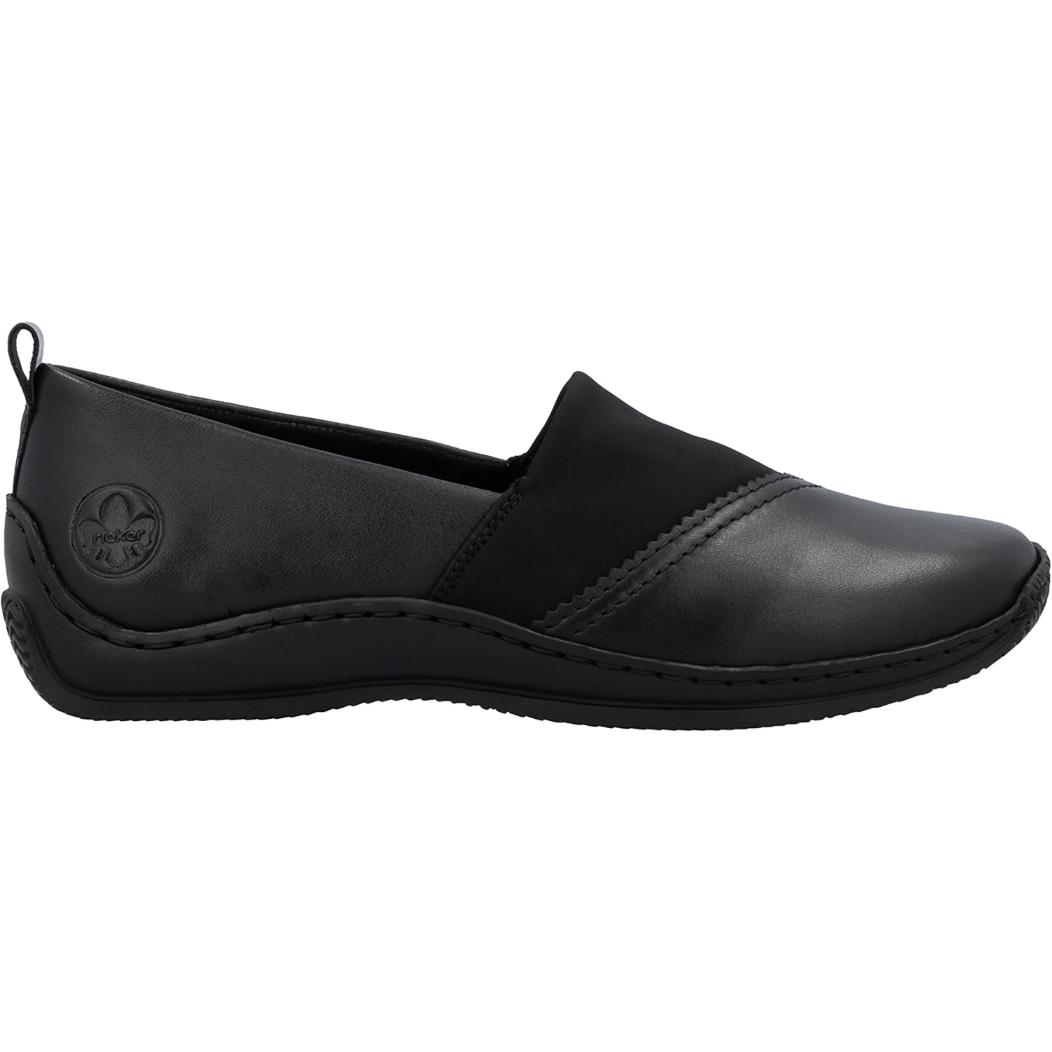 Womens Rieker Women's Rieker L1790-00 Black Leather Stretch Black