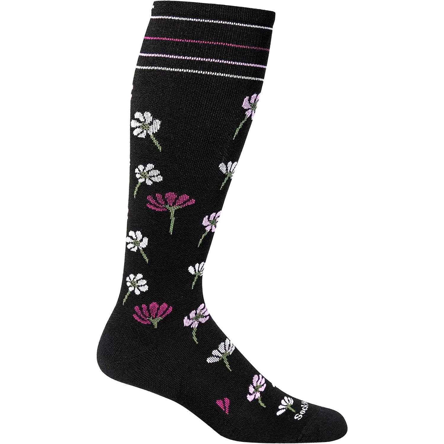 Womens Sockwell Women's Sockwell Field Flower Black Knee High Socks 15-20 mmHg Black