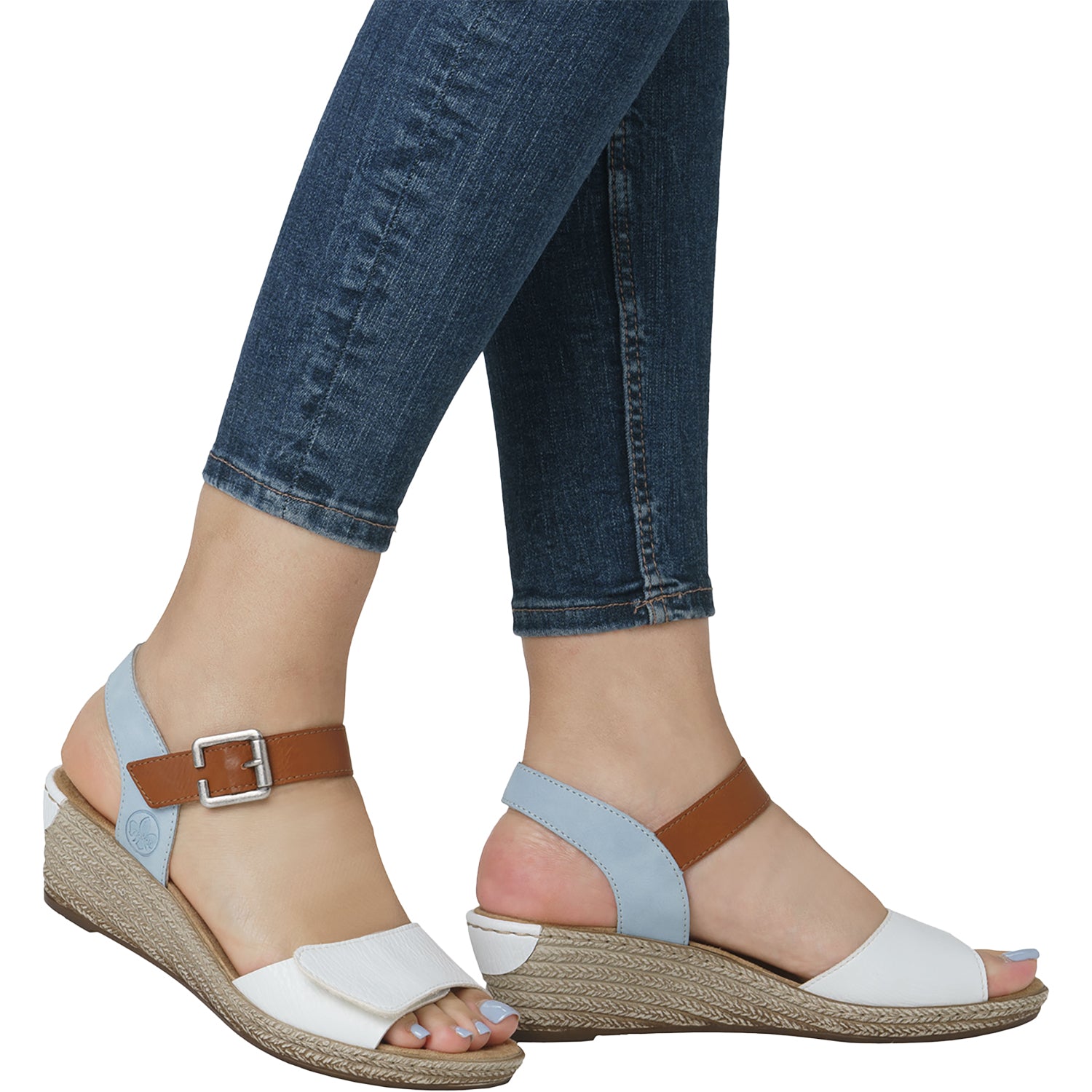 Womens Rieker Women's Rieker 62460-80 Fanni 80 Weiss/Cayenne/Ciel Synthetic Weiss/Cayenne/Ciel Synthetic