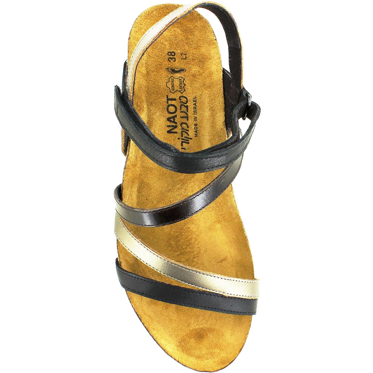 Womens Naot Women's Naot Hero Black/Pewter/Walnut Leather Black/Pewter/Walnut Leather