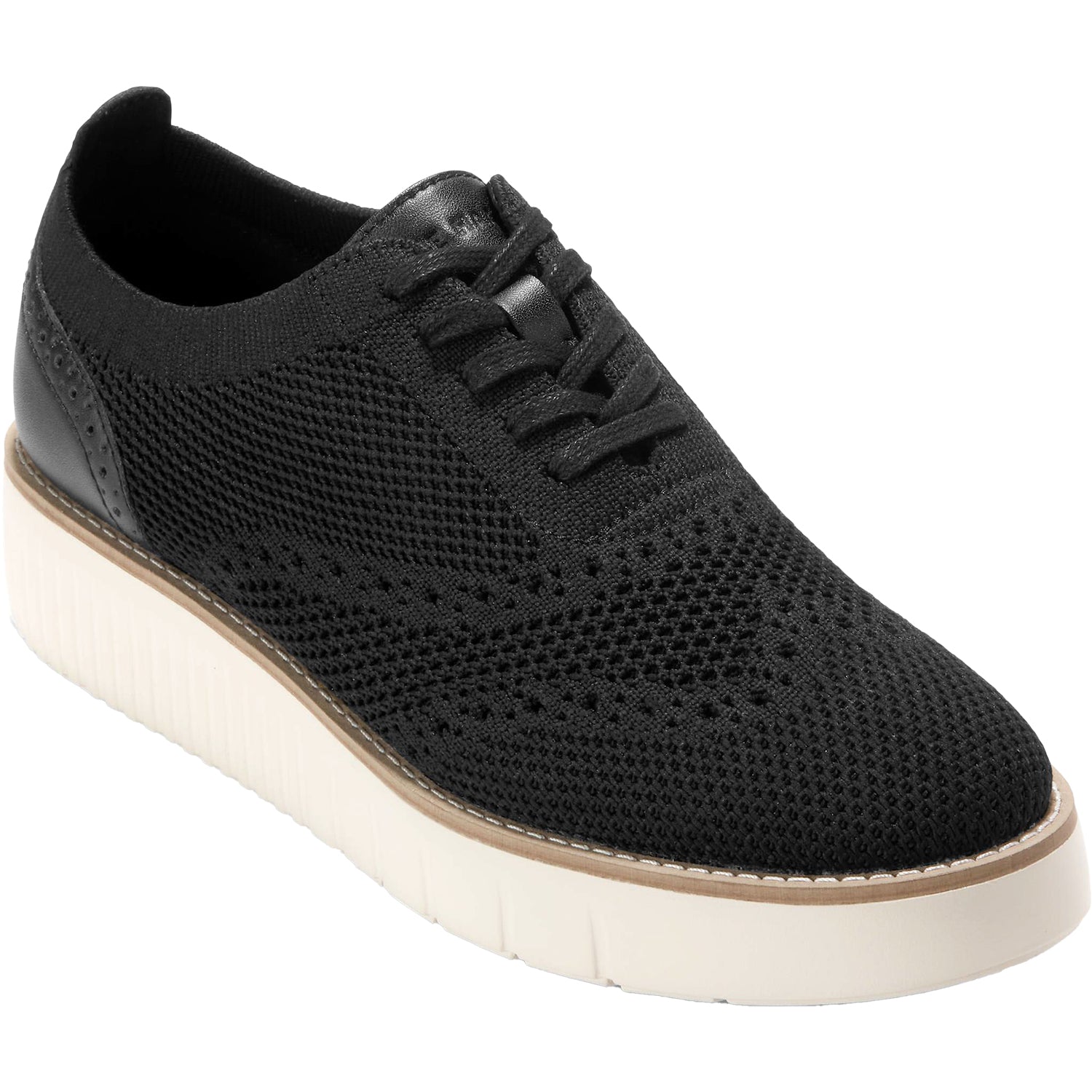 Womens Cole haan Women's Grand City Platform Stitchlight Oxford Black Knit Black Knit