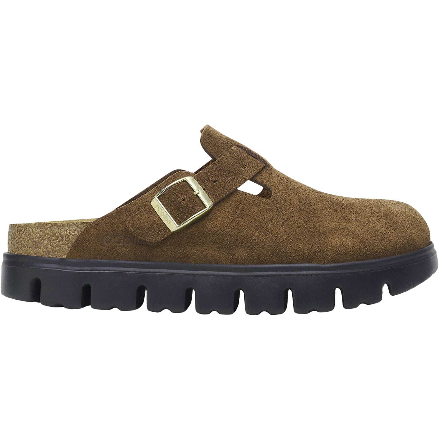 Womens Birkenstock Women's Birkenstock Boston Chunky Dark Tea Suede Dark Tea Suede