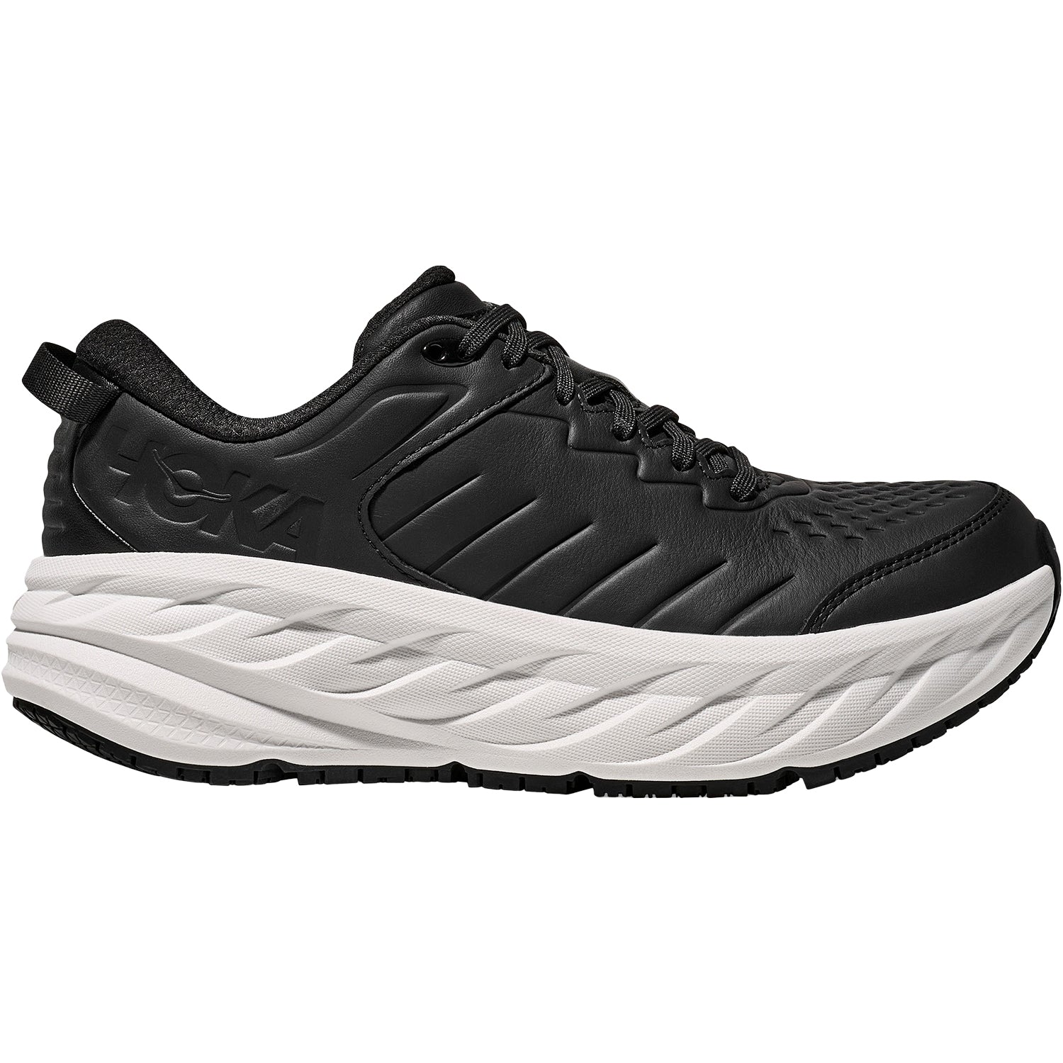 Mens Hoka one one Men's Hoka Bondi SR Carbon Black/White Leather Carbon Black/White Leather