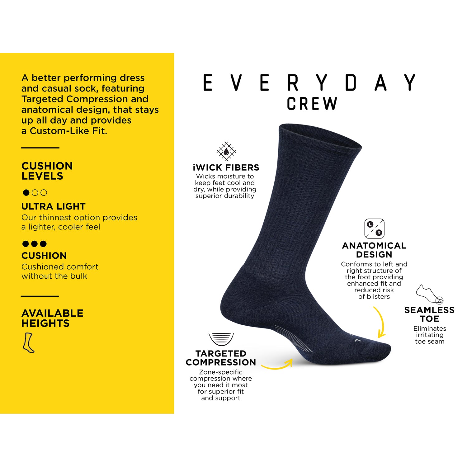 Womens Feetures Women's Feetures Everyday Cushion Crew Socks Jacquard Block Lilac Jacquard Block Lilac