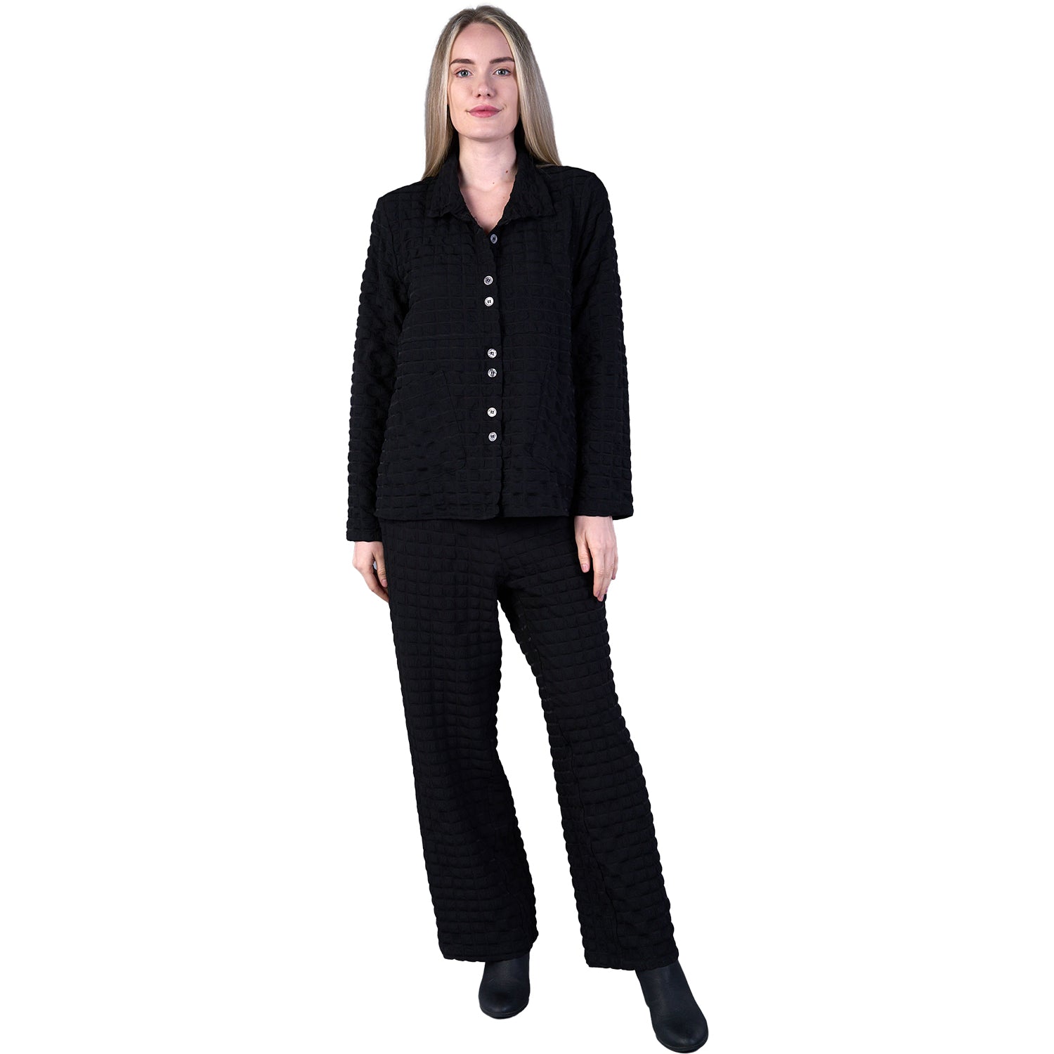 Womens Shana apparel Women's Shana Apparel Puffer Shirt Black Black