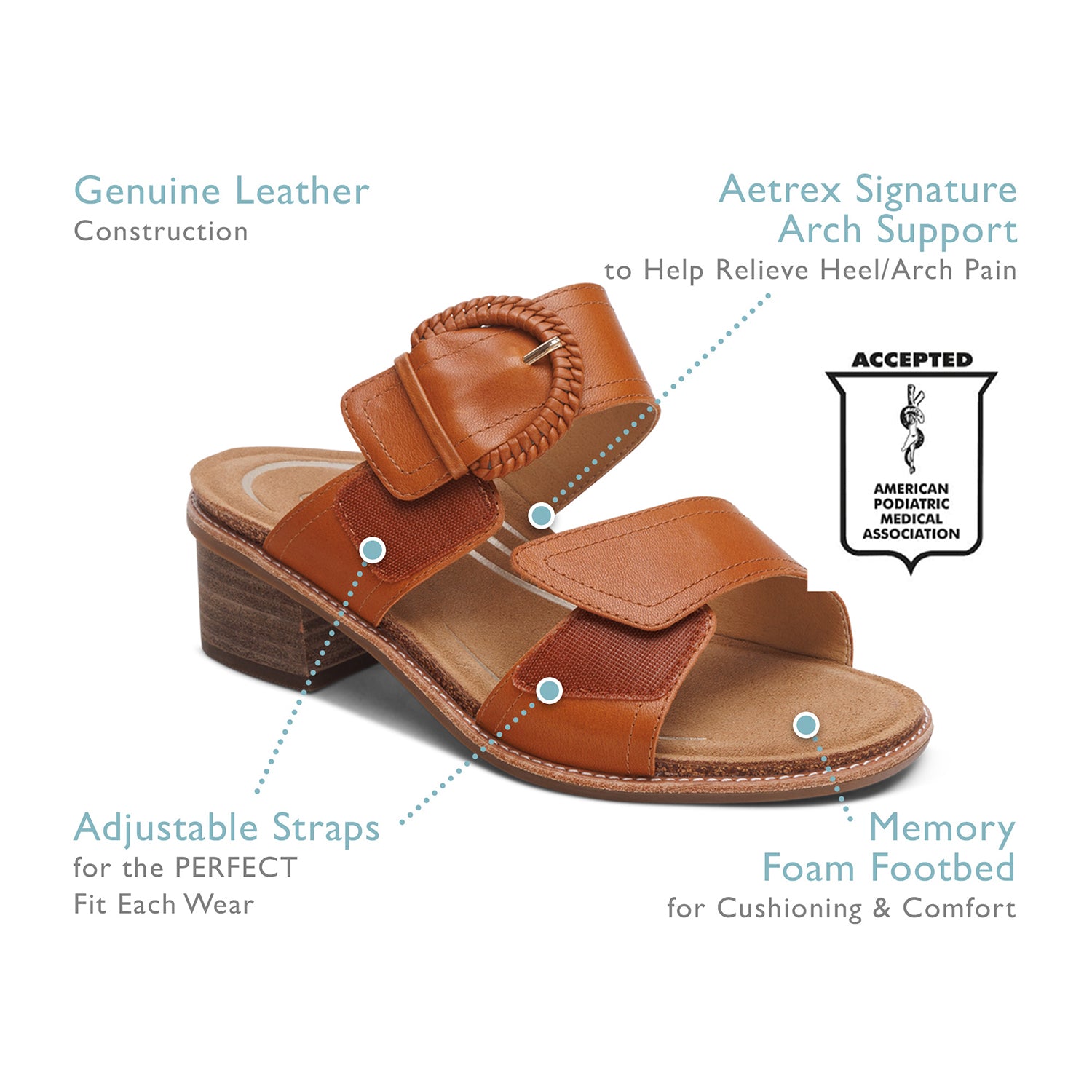 Womens Aetrex Women's Aetrex Tatiana Cognac Leather Cognac Leather