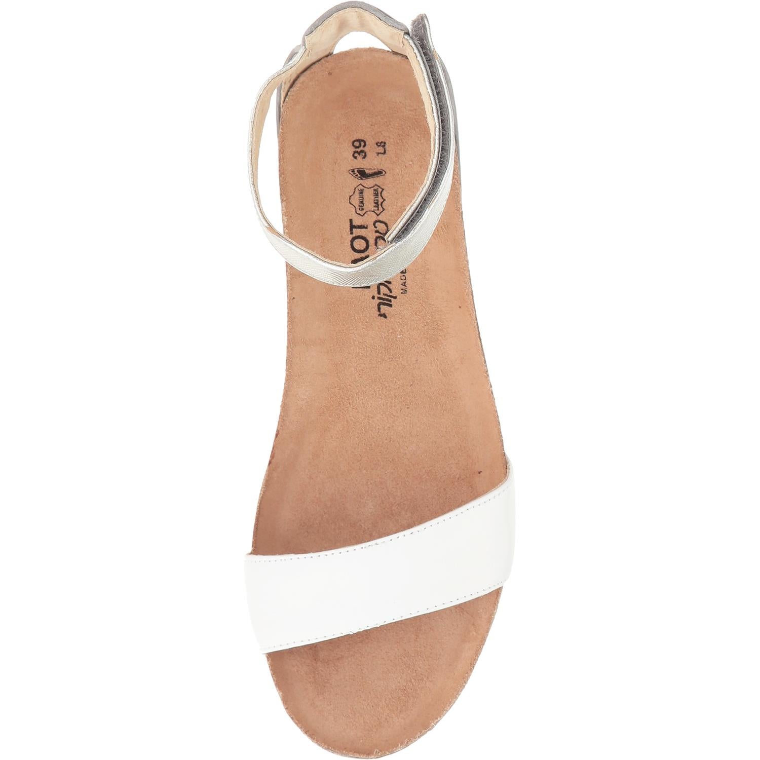 Womens Naot Women's Naot Pixie White/Slate/Silver Leather White/Slate/Silver Leather