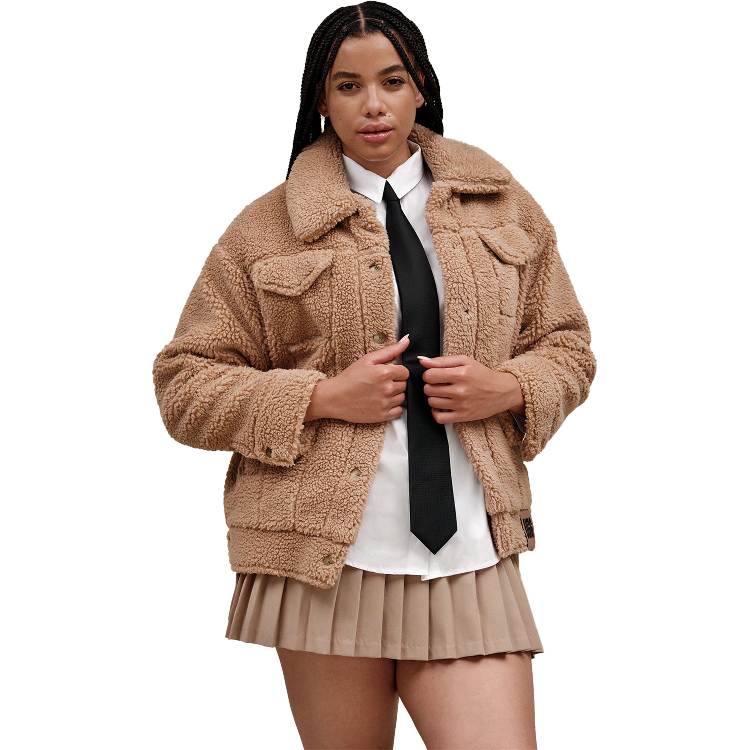 Womens Ugg Women's UGG Frankie Sherpa Trucker Jacket Camel Synthetic Camel Synthetic