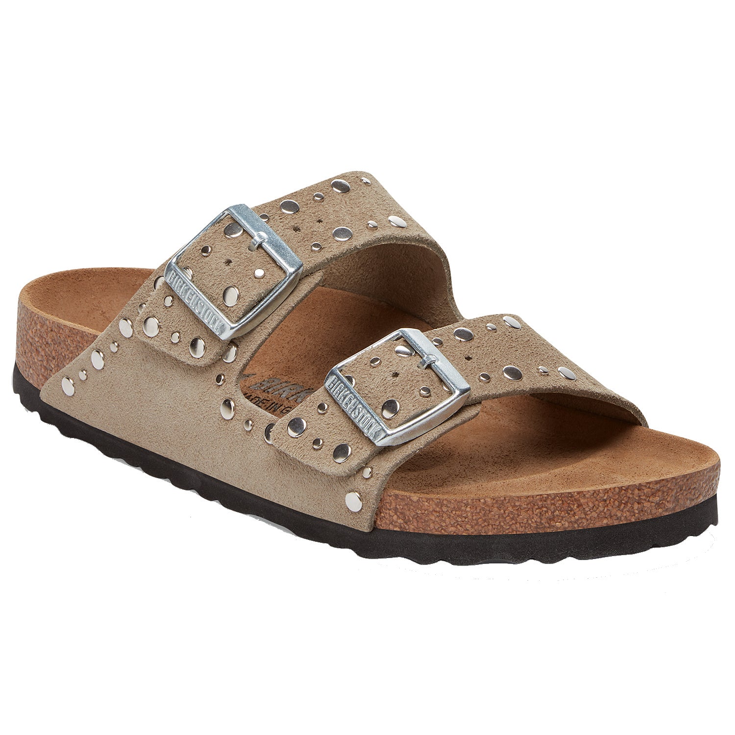 Womens Birkenstock Women's Birkenstock Arizona Rivets Taupe Suede Taupe Suede