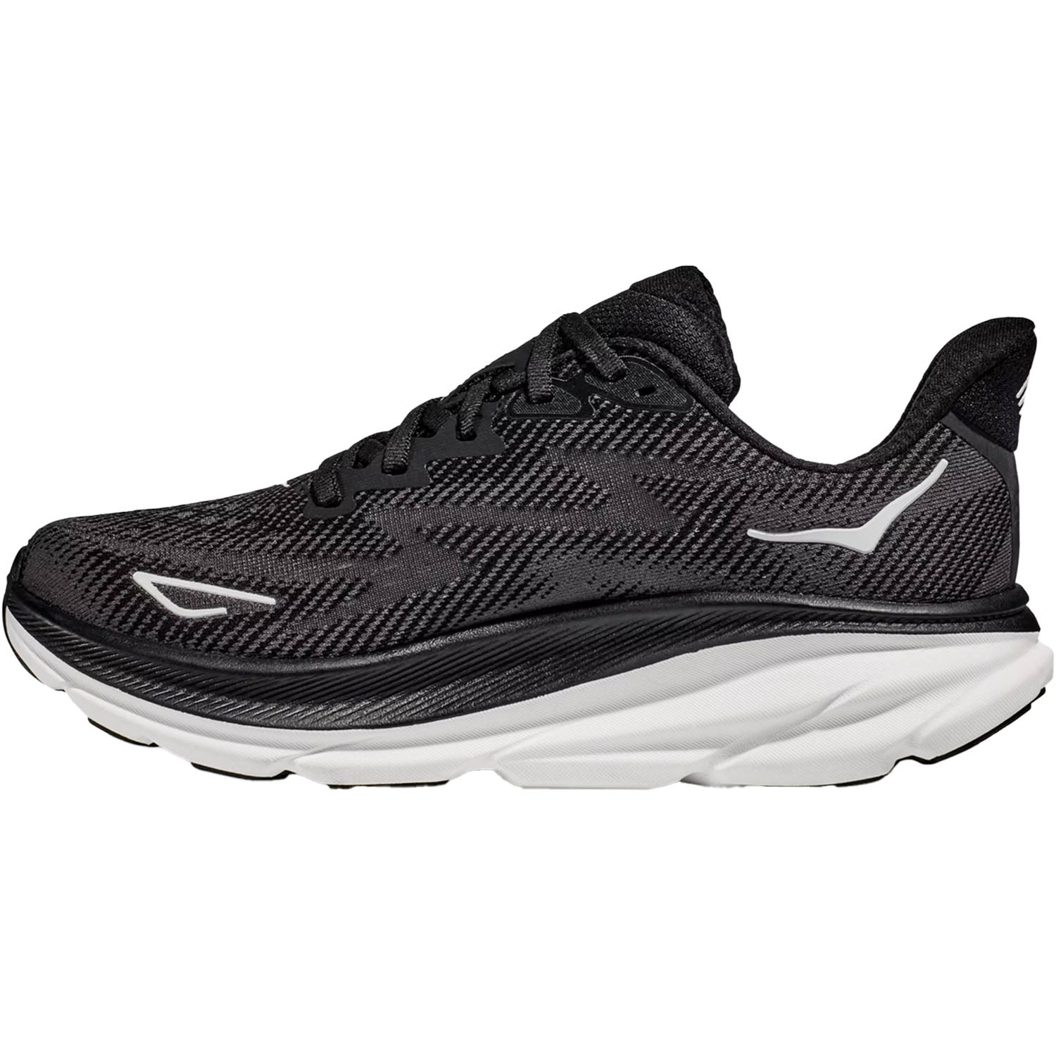 Womens Hoka one one Women's Hoka Clifton 9 Black/White Mesh Black/White Mesh