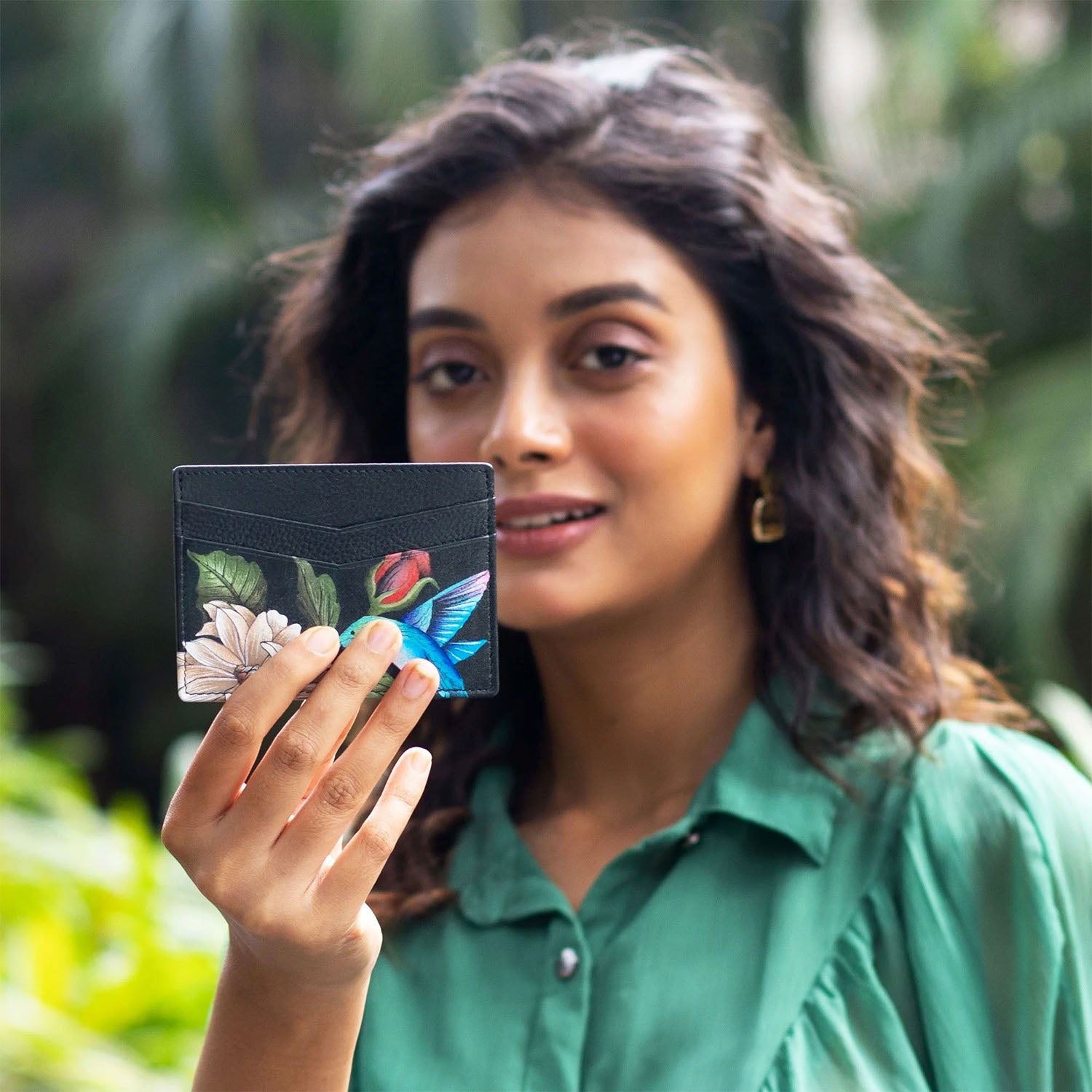 Womens Anuschka Anuschka Credit Card Case Hummingbird Heaven Leather Hummingbird Heaven Leather