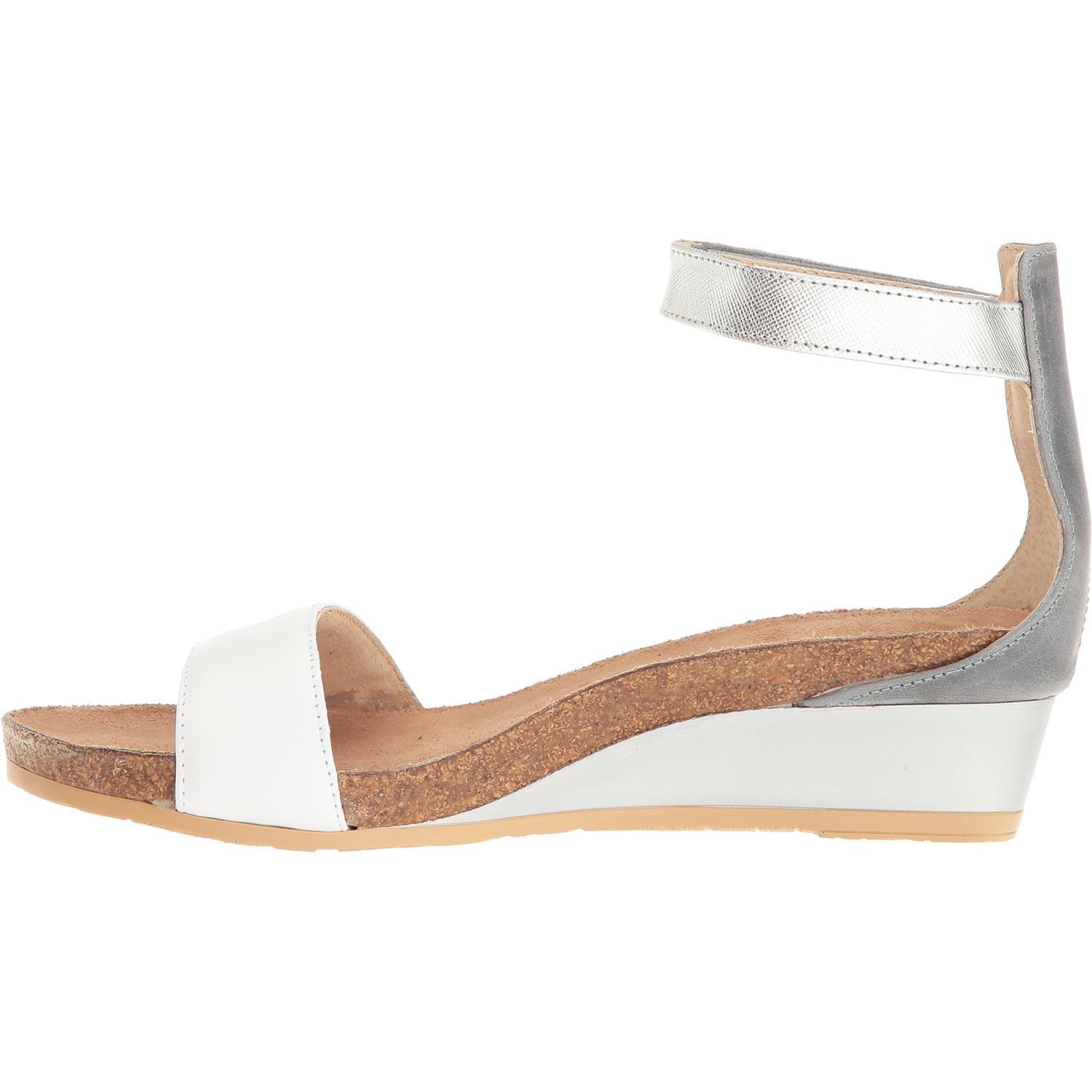 Womens Naot Women's Naot Pixie White/Slate/Silver Leather White/Slate/Silver Leather