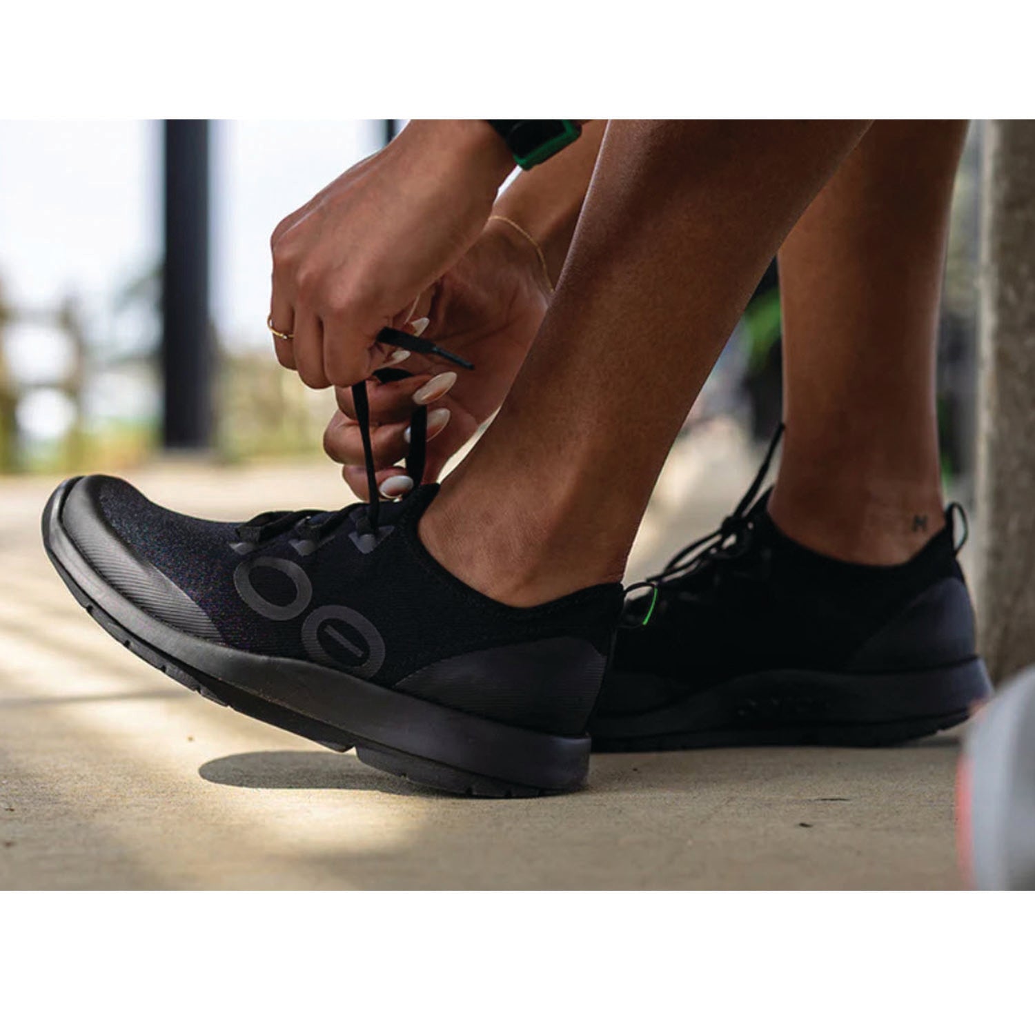 Womens Oofos Women's OOFOS OOMG Sport LS Black/Black Mesh Black/Black Mesh