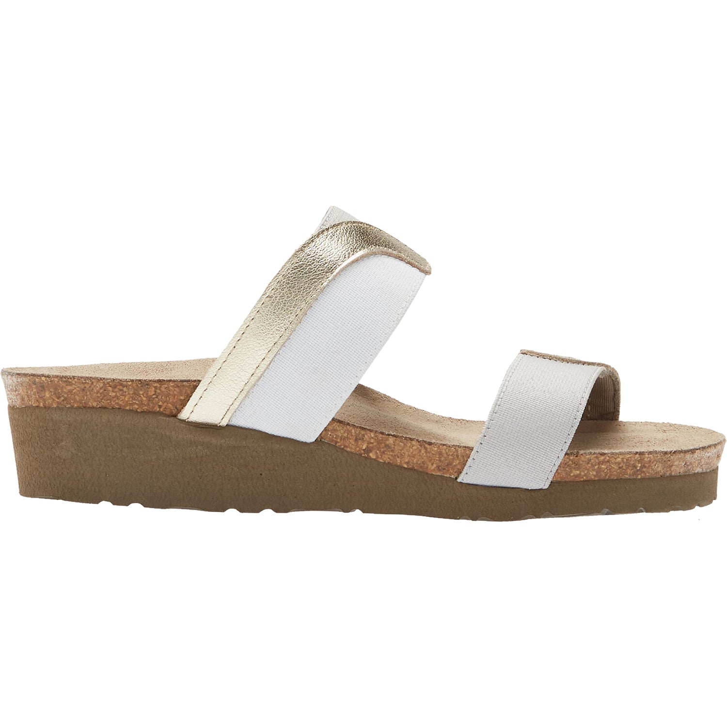 Womens Naot Women's Naot Frankie Radiant Gold/Ice Grey Leather/Elastic Radiant Gold/Ice Grey Leather/Elastic