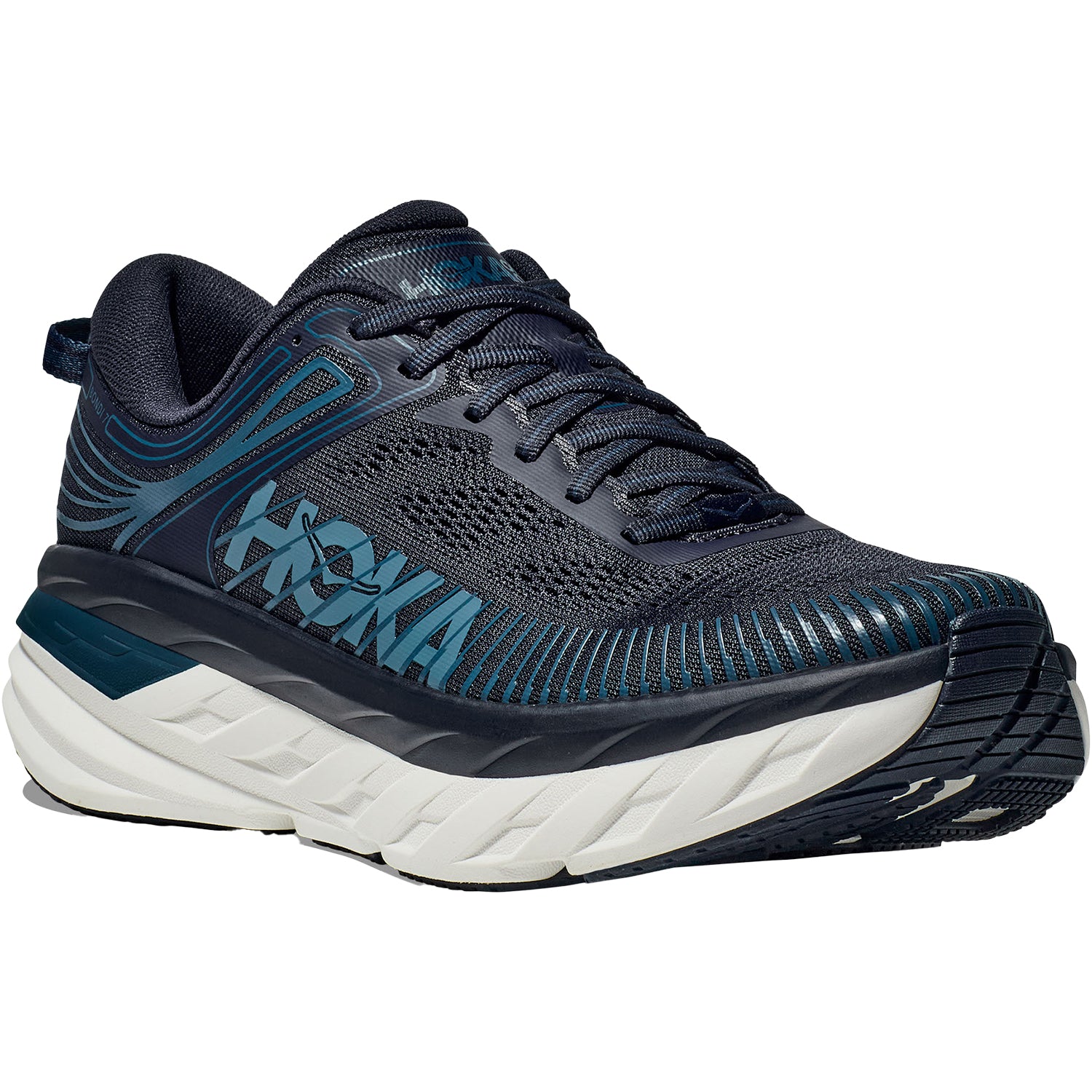 Mens Hoka one one Men's Hoka Bondi 7 Outerspace/White Mesh OuterSpace/White Mesh
