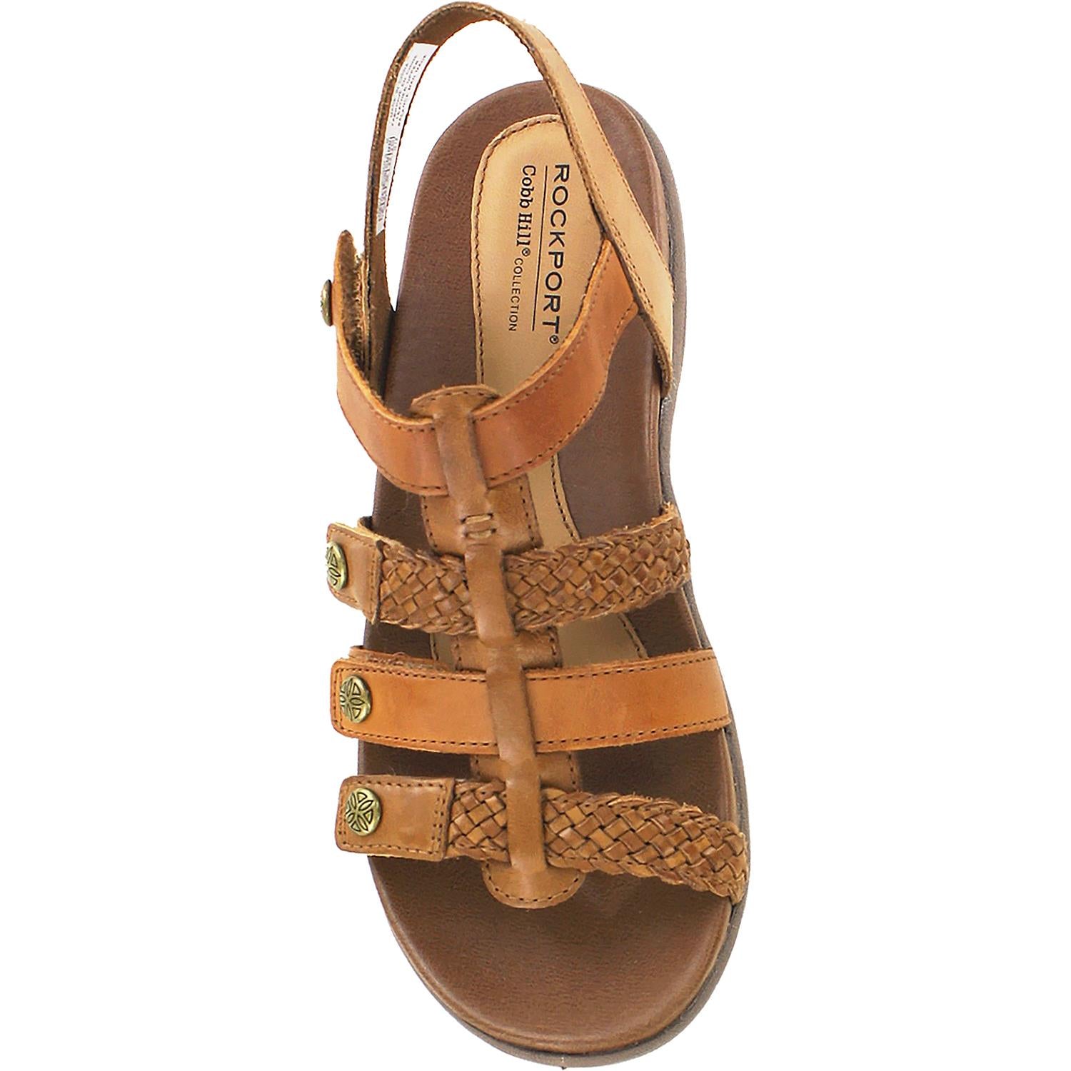 Womens Rockport Women's Rockport Cobb Hill Rubey T-Strap Tan Multi Leather Tan Multi Leather