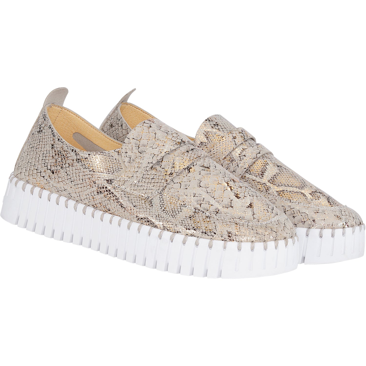 Womens Ilse jacobsen Women's Ilse Jacobsen Tulip 3868 Platform Loafer Wheat Metallic Synthetic Wheat Metallic Synthetic
