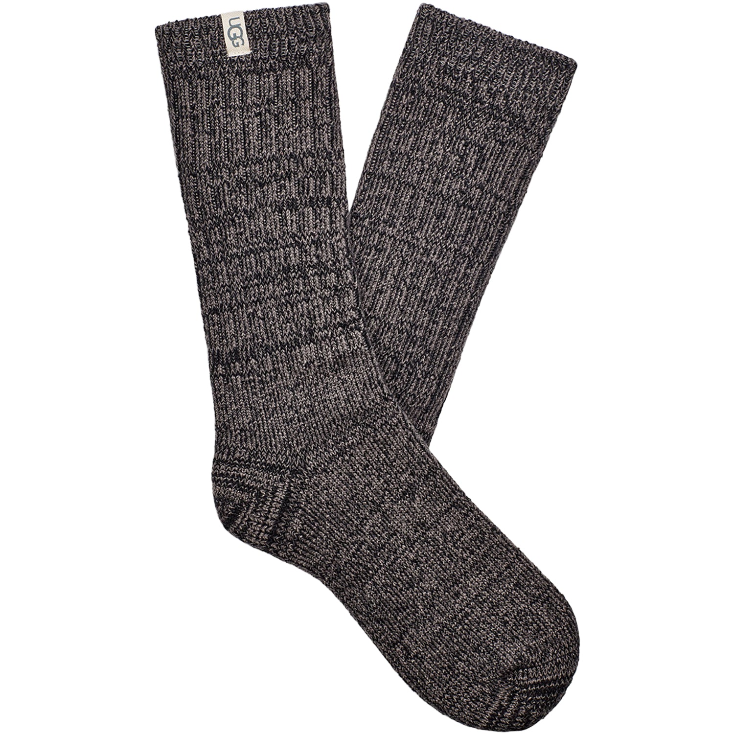 Womens Ugg Women's UGG Rib Knit Slouchy Crew Sock Grey/Black Grey/Black