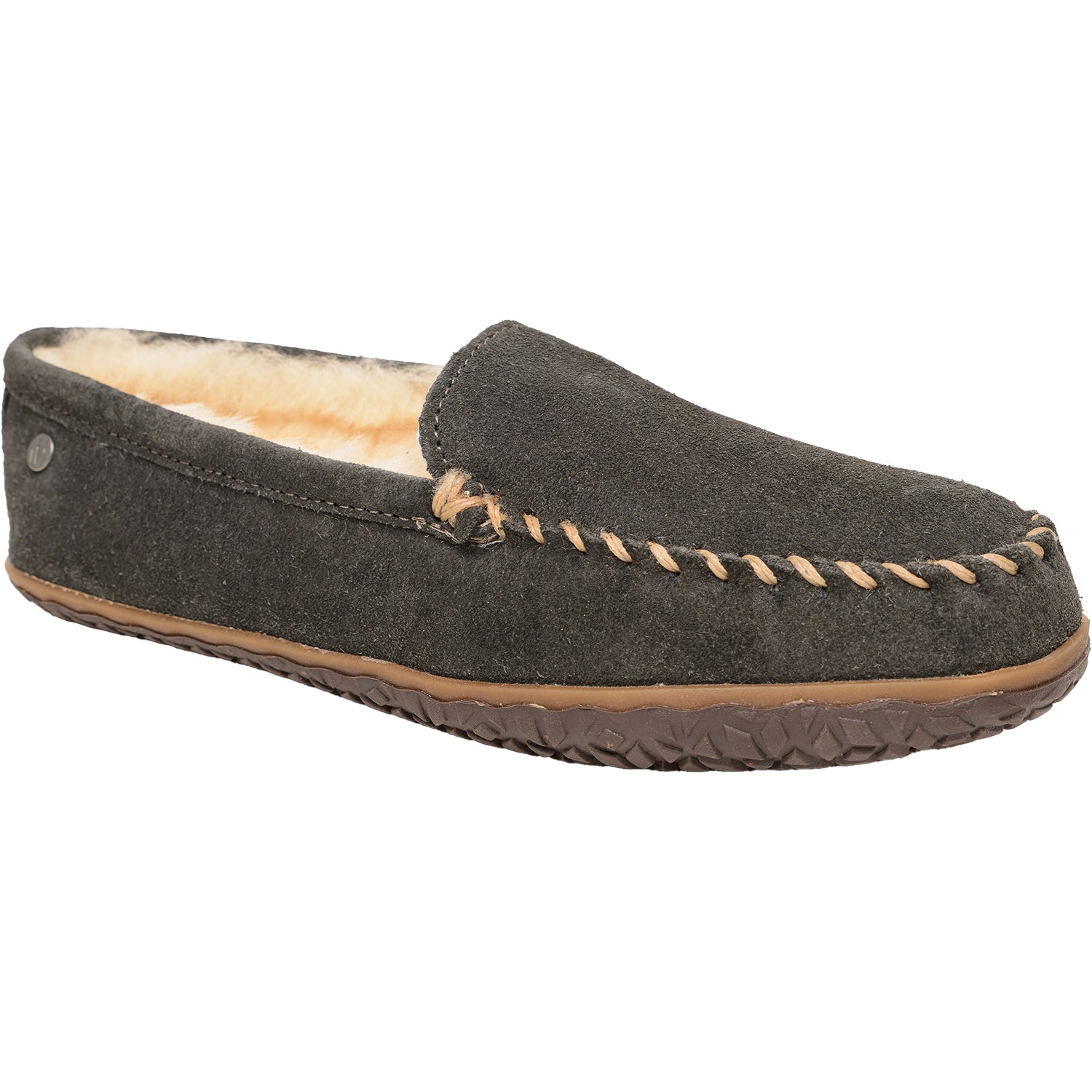 Mens Minnetonka Men's Minnetonka Sheepskin Tobie Charcoal W/R Suede Charcoal W/R Suede