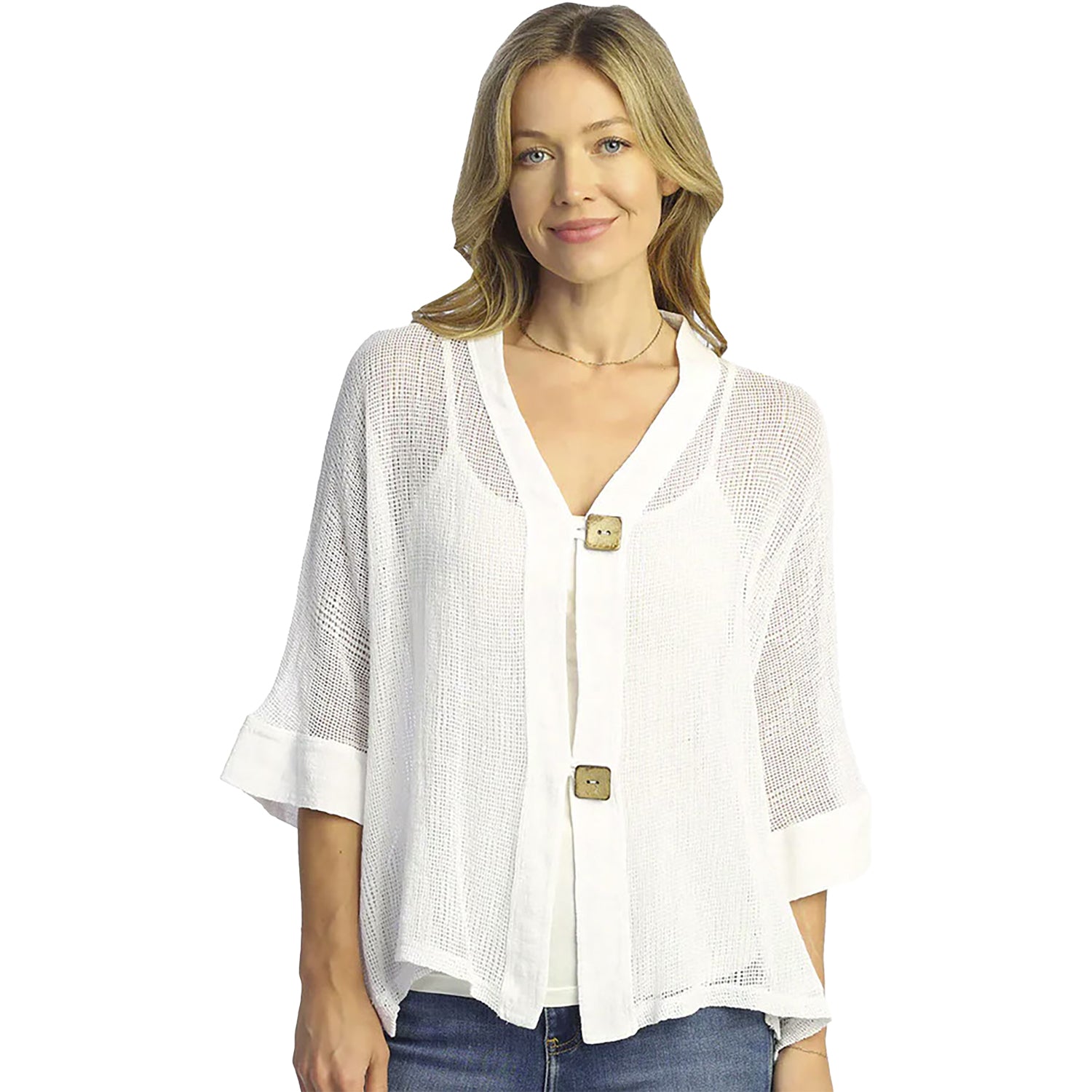 Womens Jess & jane Women's Jess & Jane Mineral Washed Mesh Cardigan White White