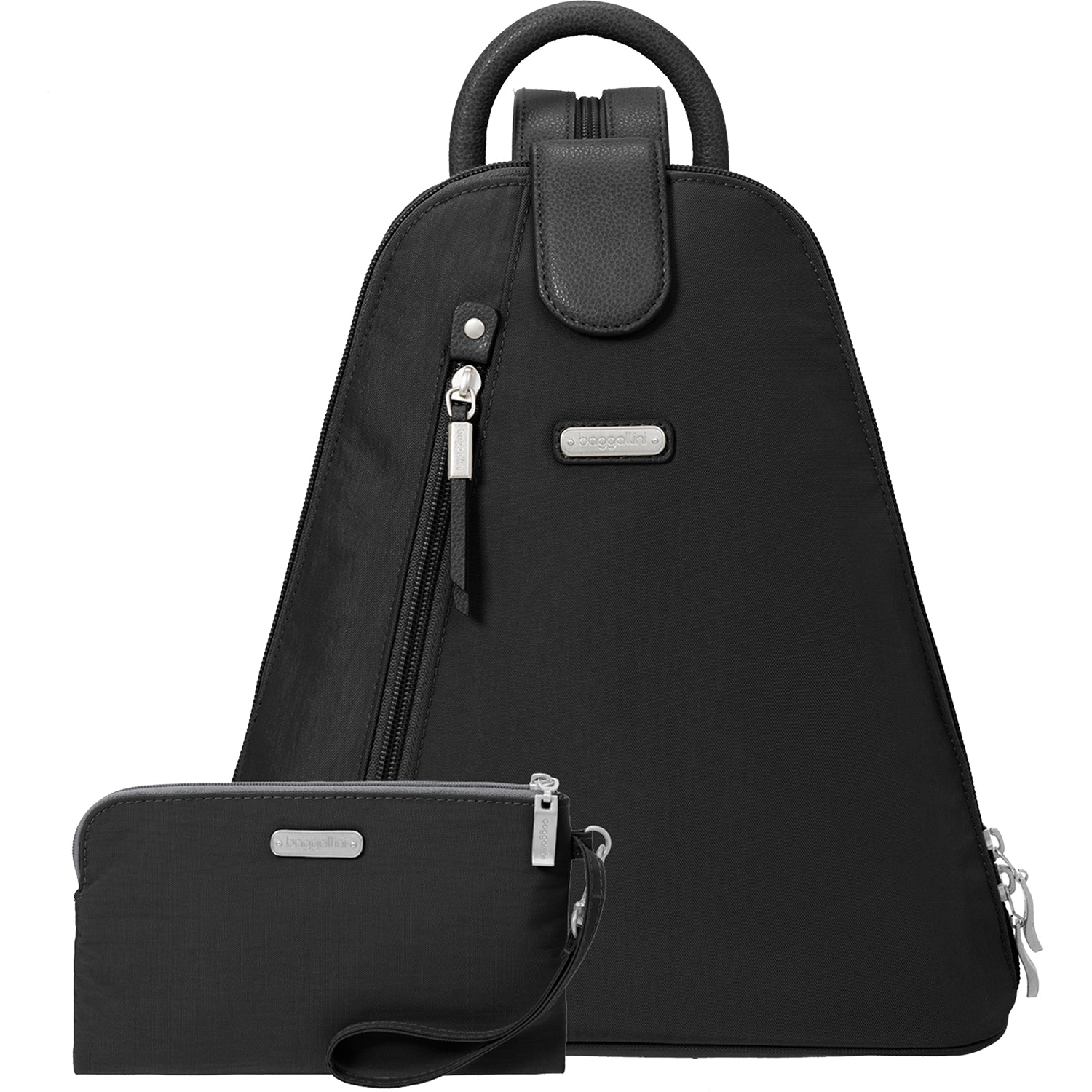 Womens Baggallini Baggallini Metro Backpack With RFID Phone Wristlet Black Nylon Black Nylon