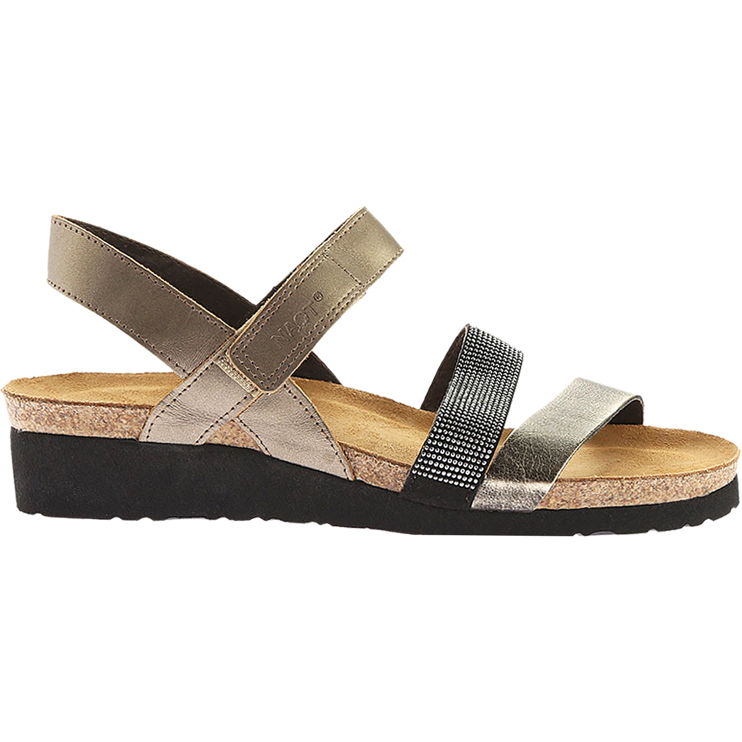 Womens Naot Women's Naot Krista Pewter/Black/Metal Leather Pewter/Black/Metal Leather