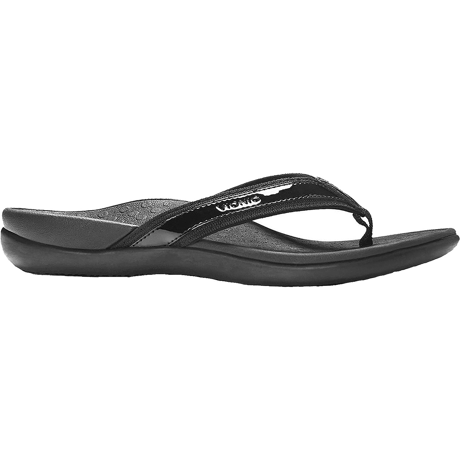 Womens Vionic Women's Vionic Tide II Black Patent Leather Black Leather