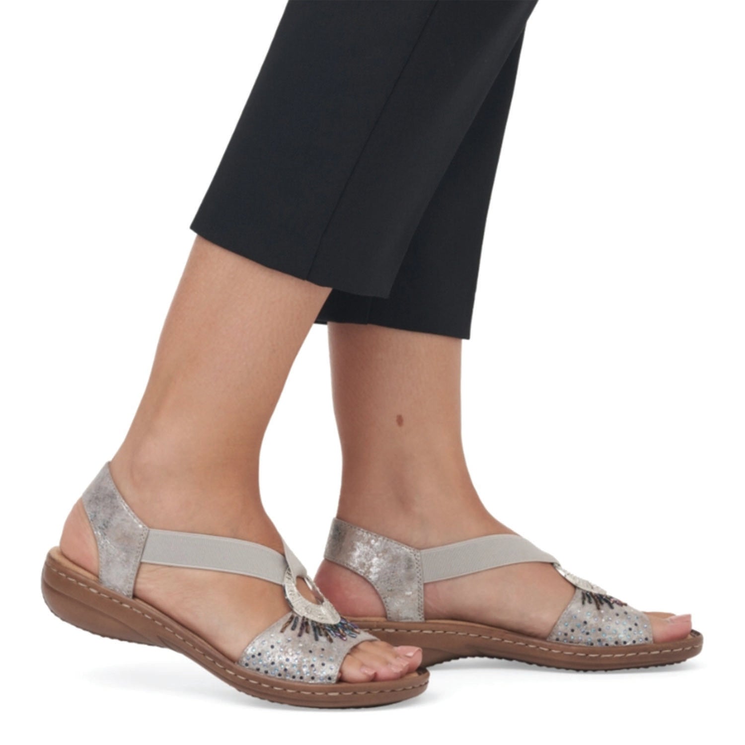 Womens Rieker Women's Rieker 60880-90 Regina 80 Rose Metallic with Beads Rose- Metallic W Beads Synthetic