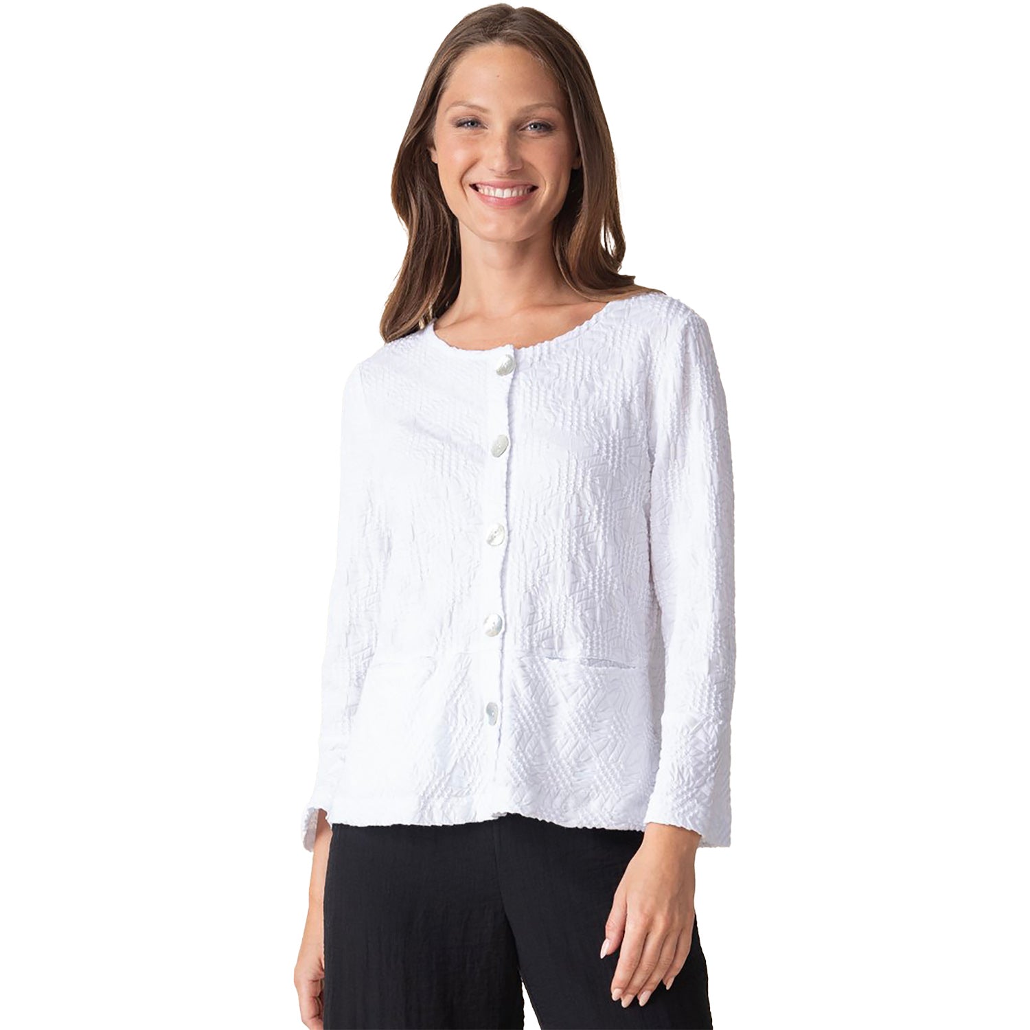 Womens Habitat Women's Habitat Sunburst Peplum Swing Jacket White White