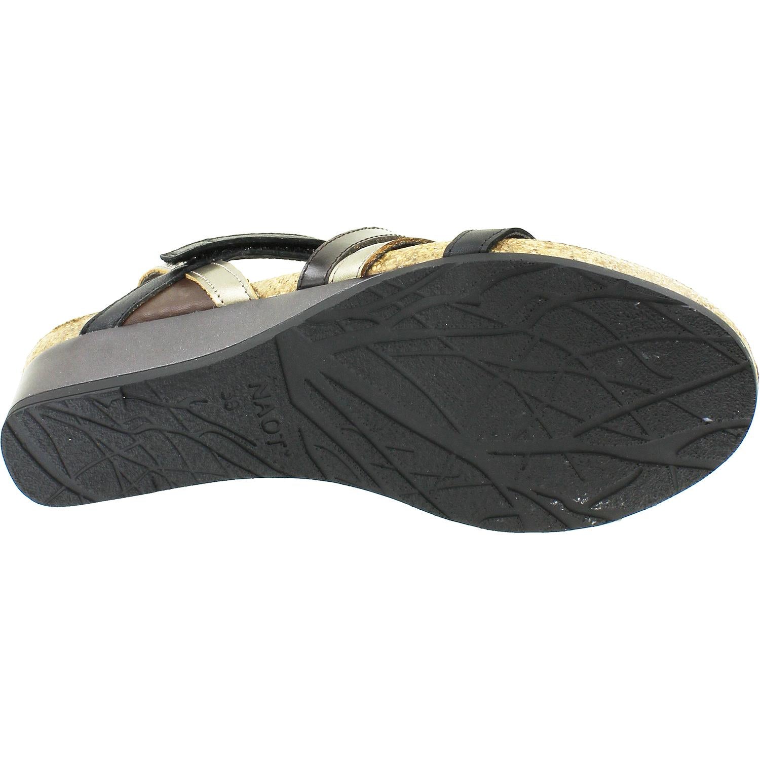 Womens Naot Women's Naot Hero Black/Pewter/Walnut Leather Black/Pewter/Walnut Leather