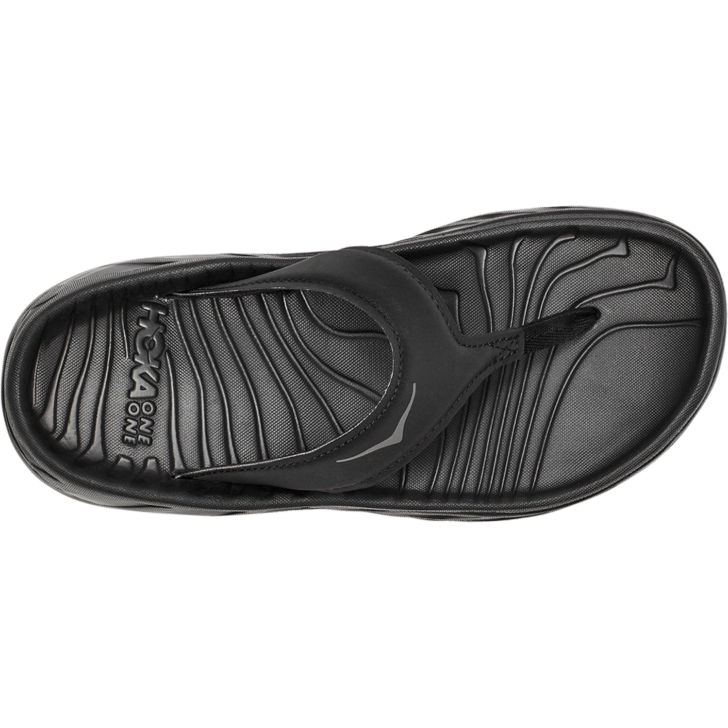 Womens Hoka one one Women's Hoka Ora Recovery Flip Black/Dark Gull Grey Fabric Black/Dark Gull Grey Fabric
