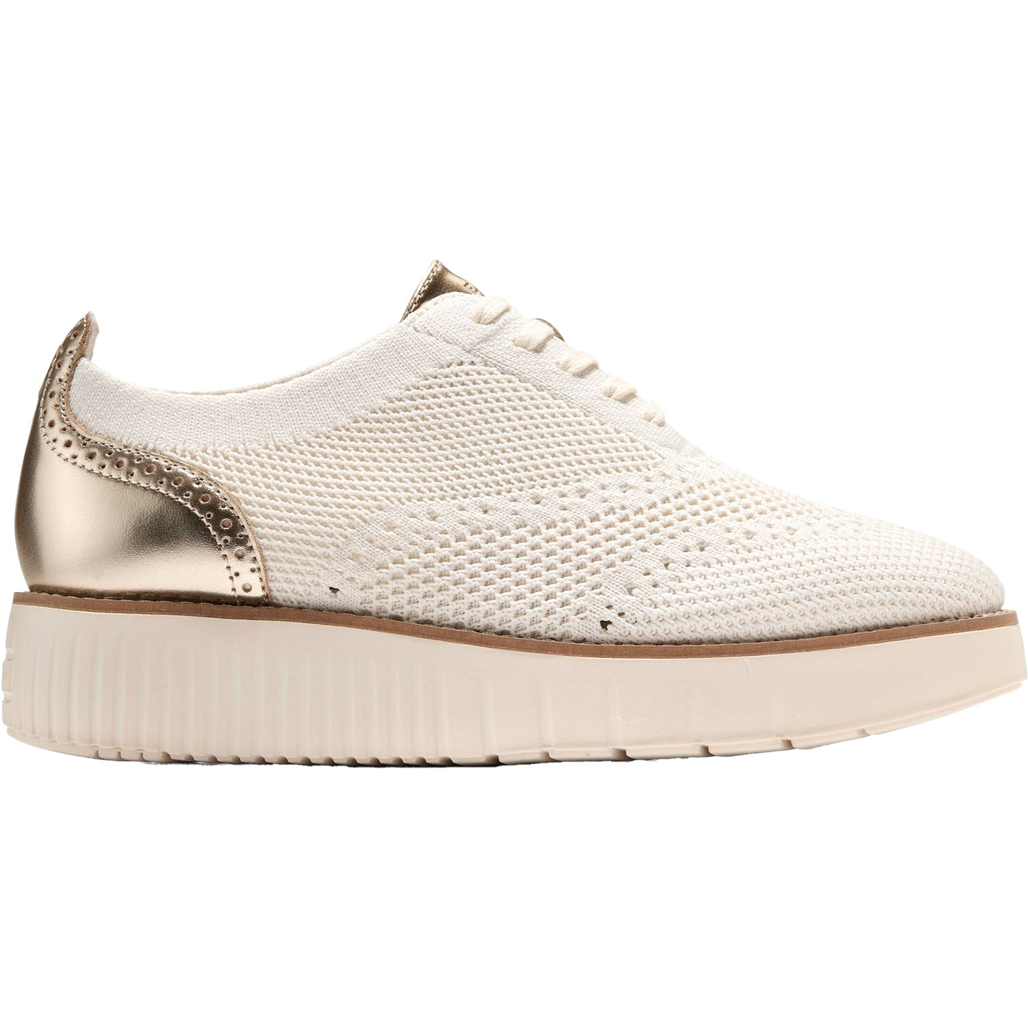 Womens Cole haan Women's Grand City Platform Stitchlight Oxford Ivory Knit Ivory Knit