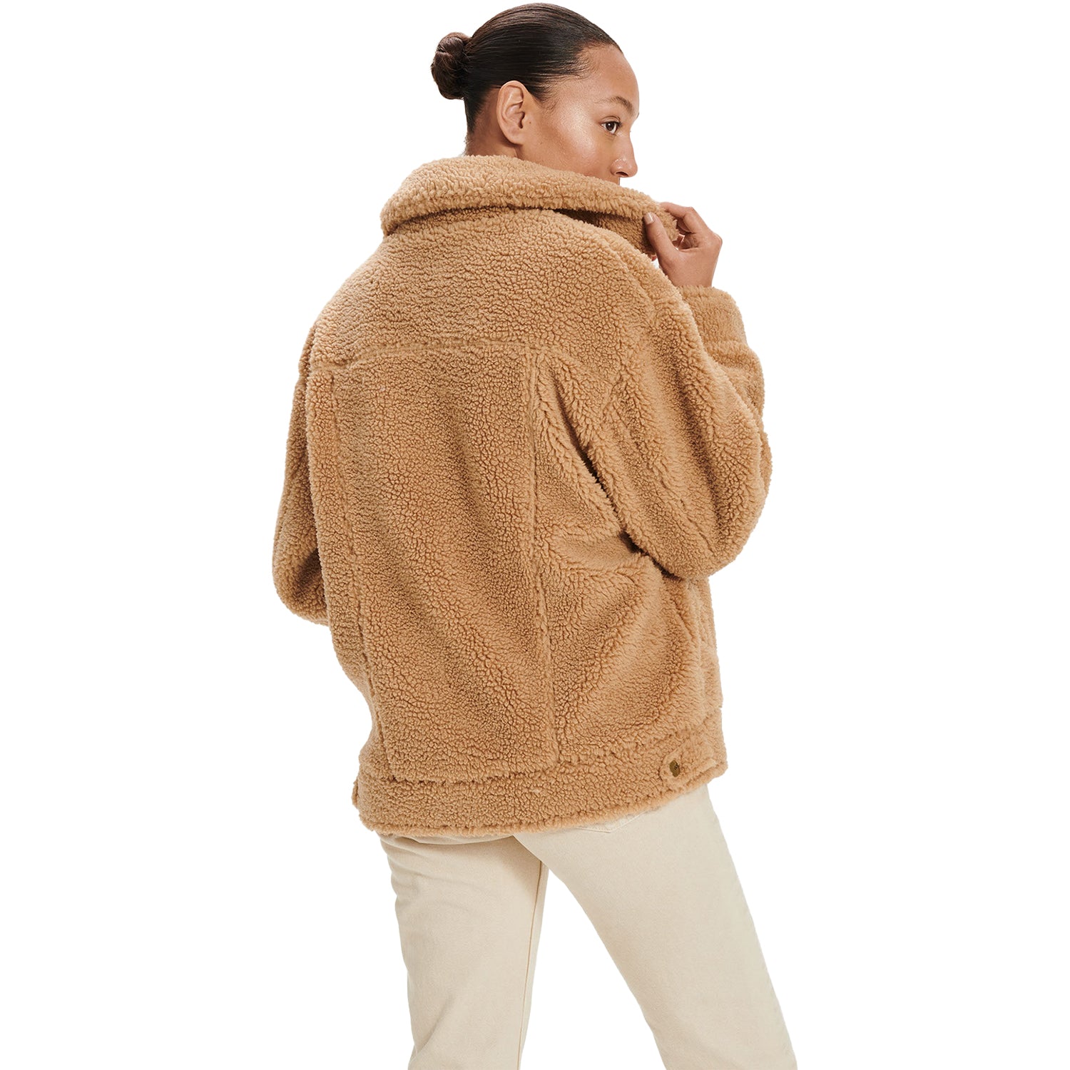 Womens Ugg Women's UGG Frankie Sherpa Trucker Jacket Camel Synthetic Camel Synthetic