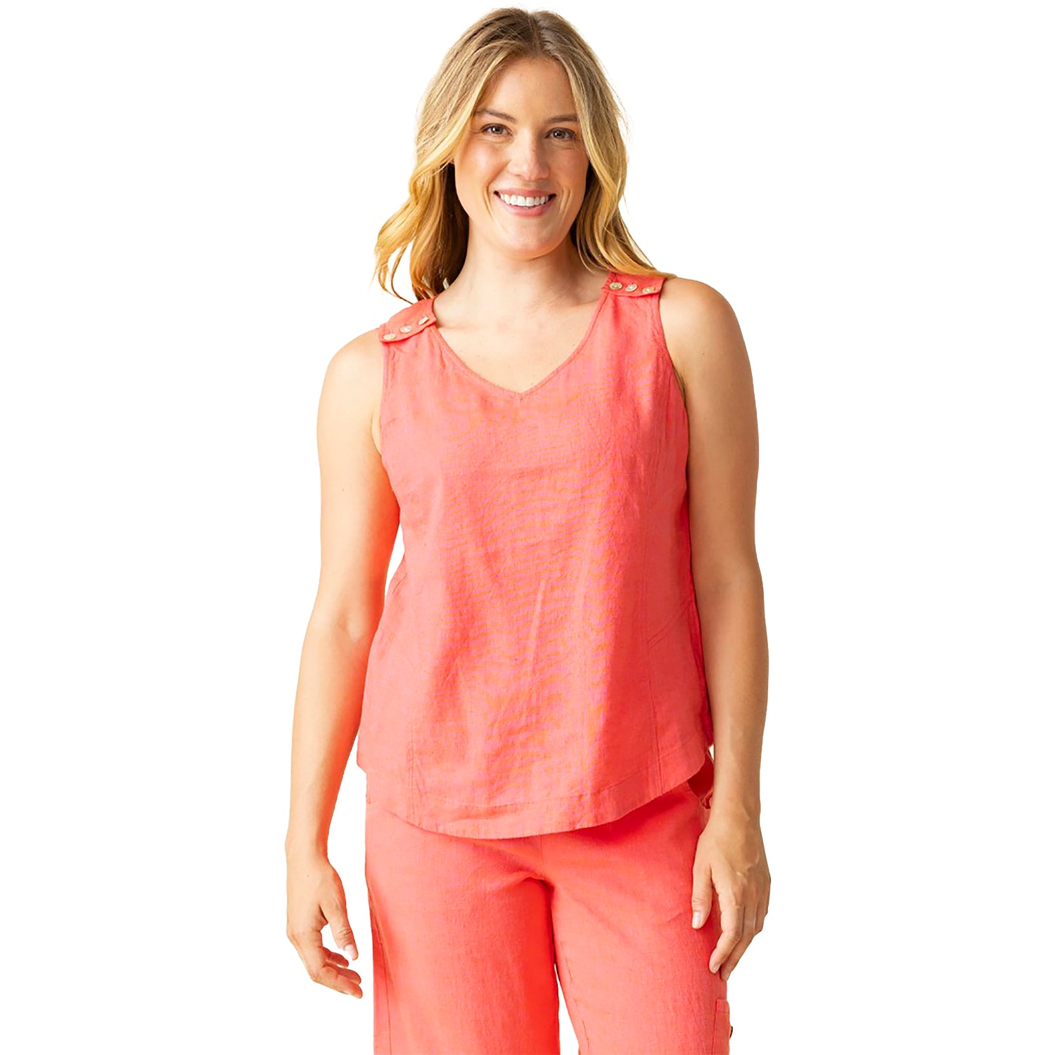 Womens Habitat Women's Habitat Linen Solid Freshen Up Tank Papaya Papaya