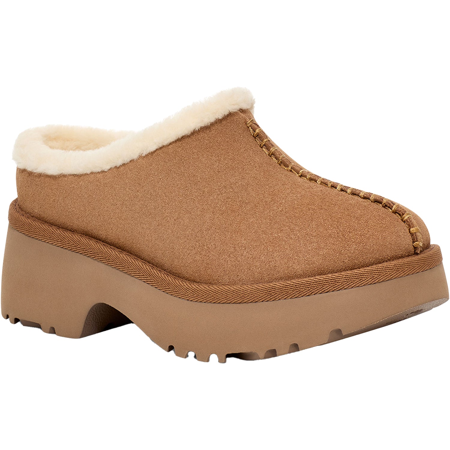 Womens Ugg Women's UGG New Heights Cozy Clog Chestnut Suede Chestnut