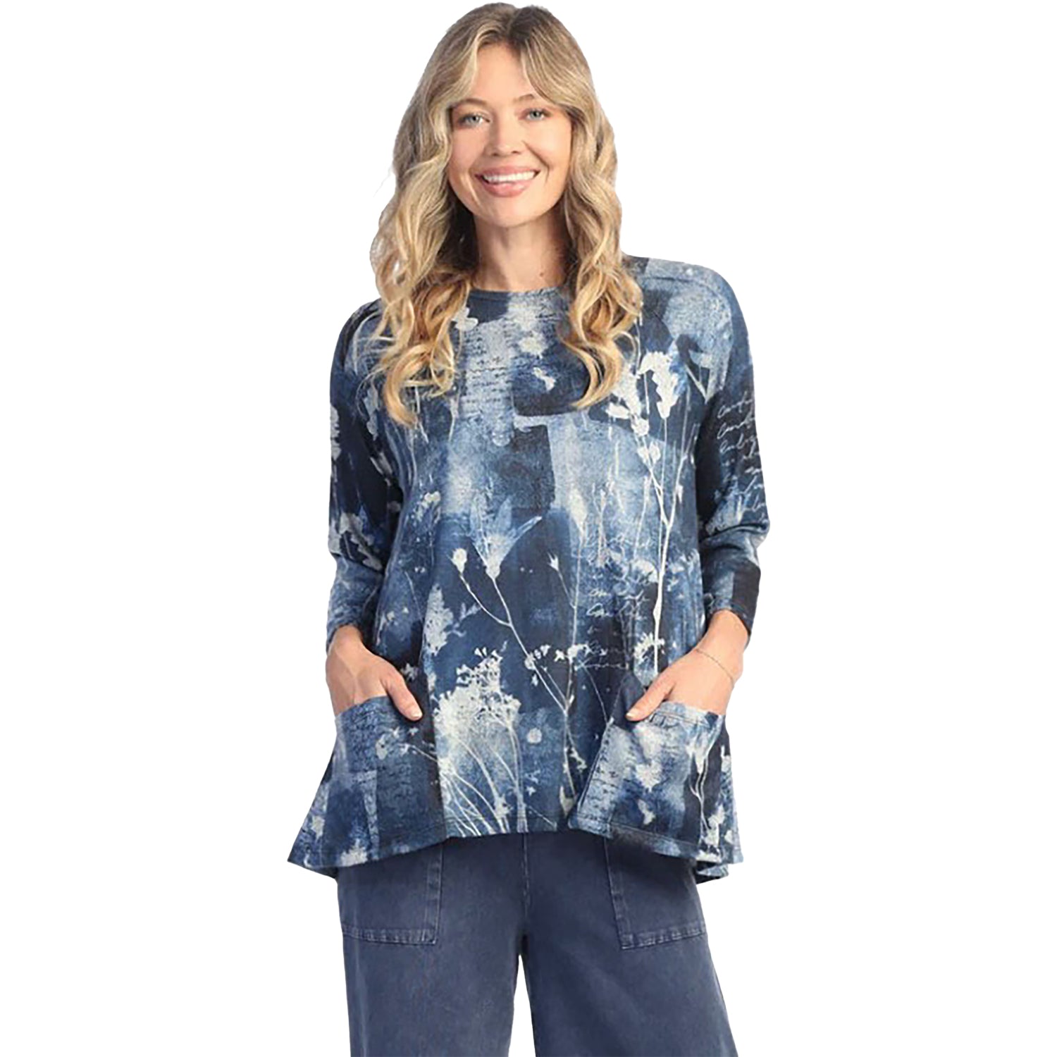 Womens Jess & jane Women's Jess & Jane Two Pocket Tunic Mariposa Blue Multi Blue Multi