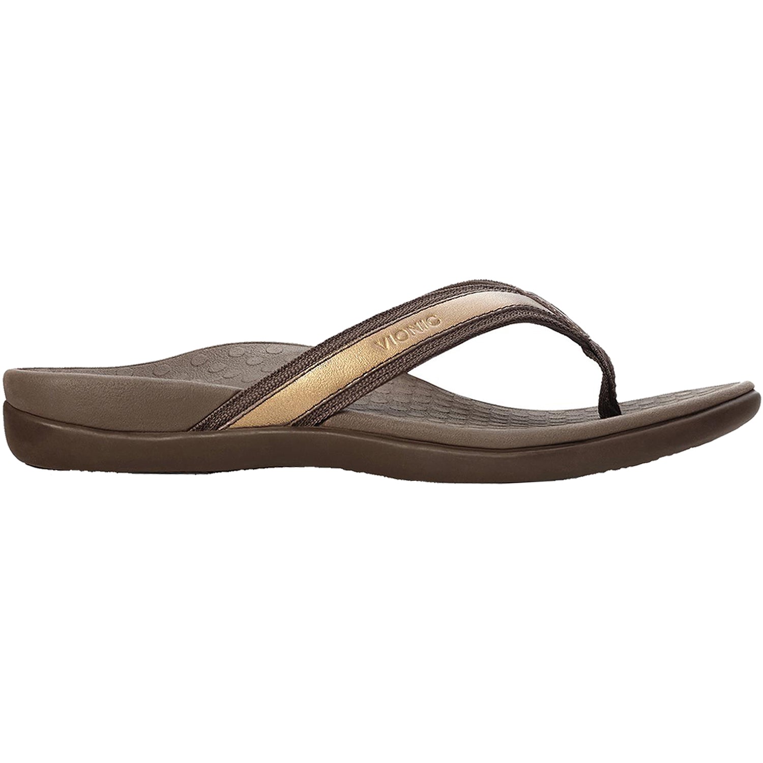 Womens Vionic Women's Vionic Tide II Bronze Metallic Leather Bronze Metallic Leather