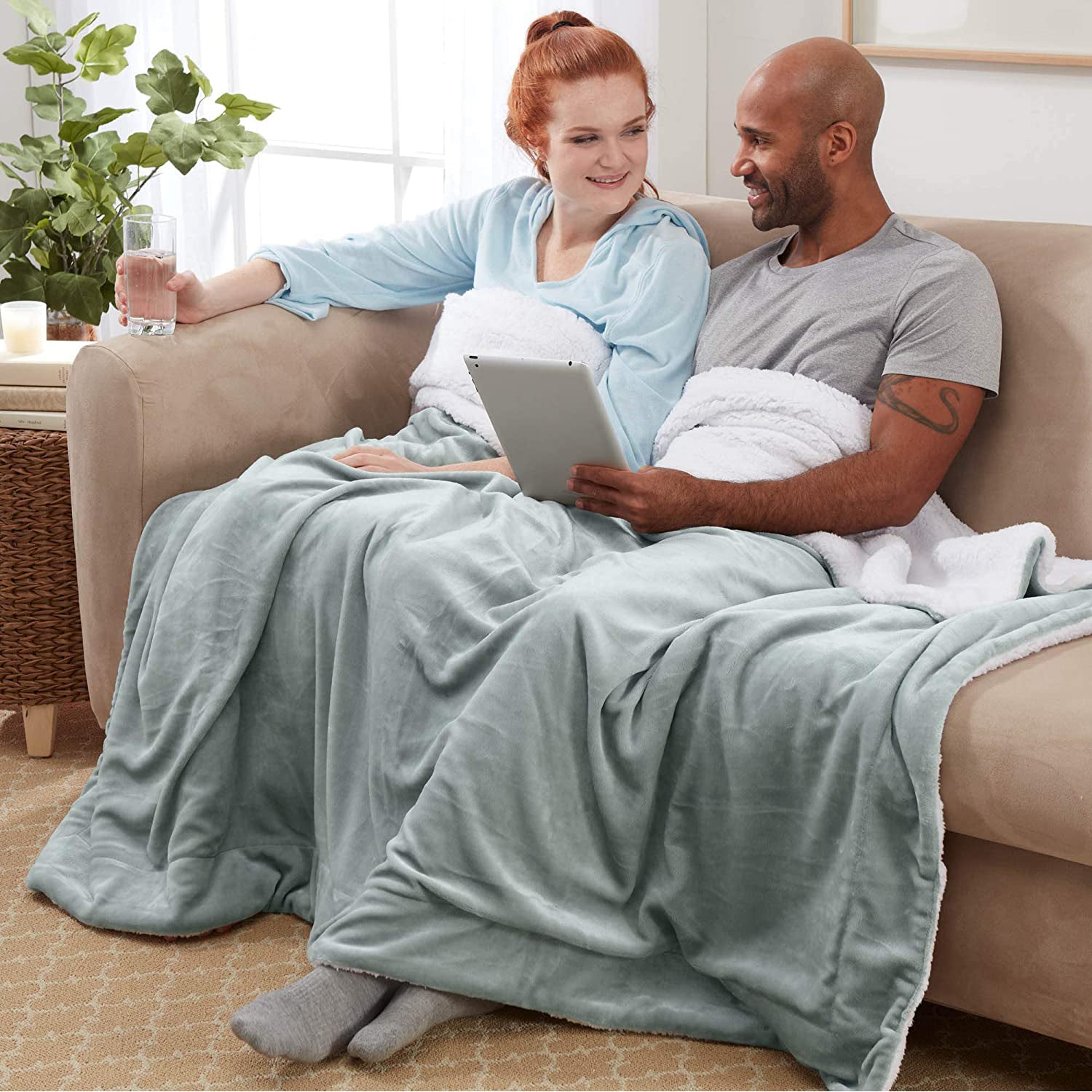 Unisex Genteele blankets Unisex Genteele Sherpa Throw Blanket Sage Sage